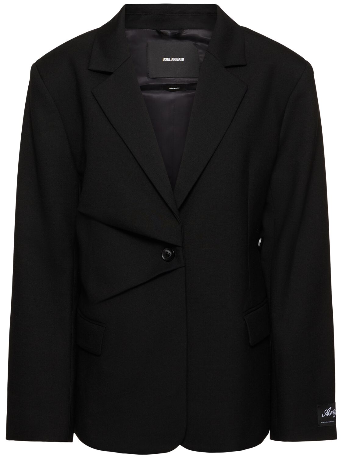 Axel Arigato Dahlia Gathered Wool Blend Blazer In Black