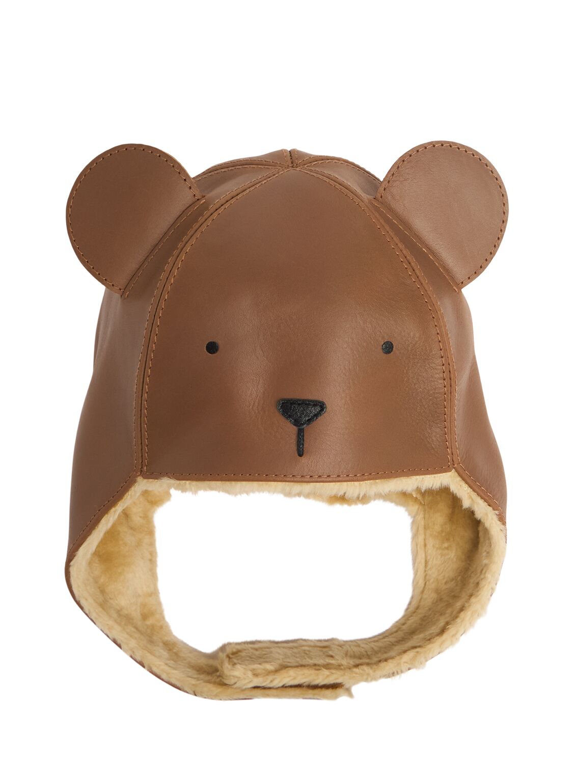 Donsje Leather & Teddy Hat In Brown