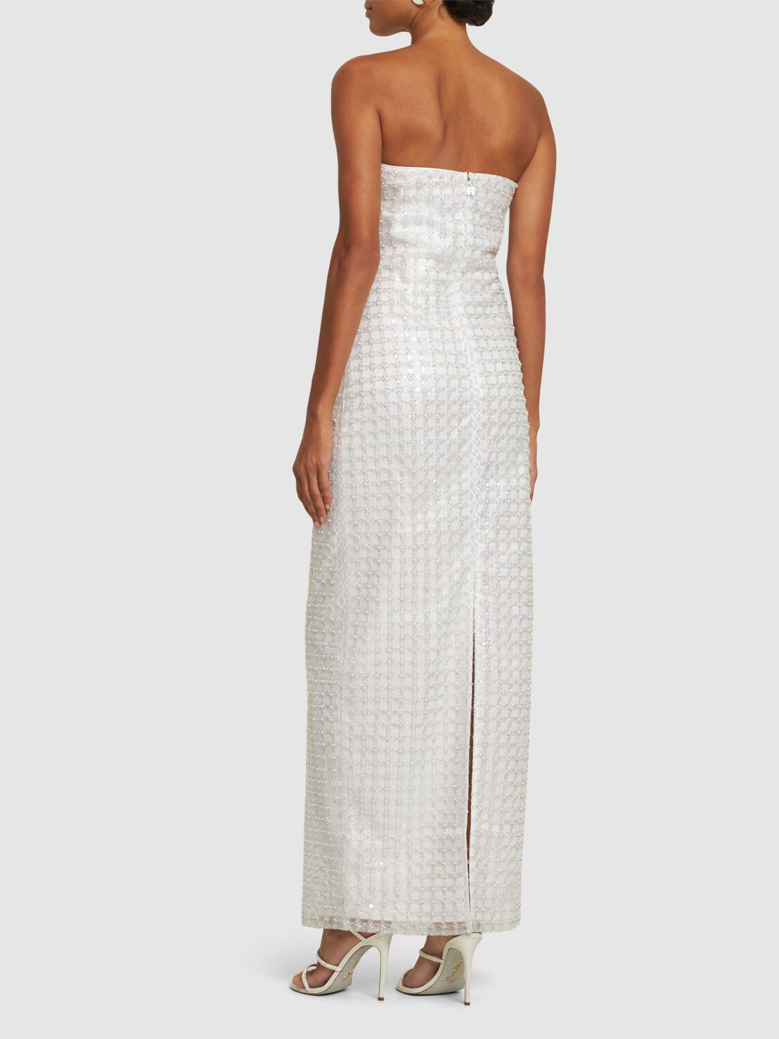 Shop Rotate Birger Christensen Beaded Strapless Midi Dress In White