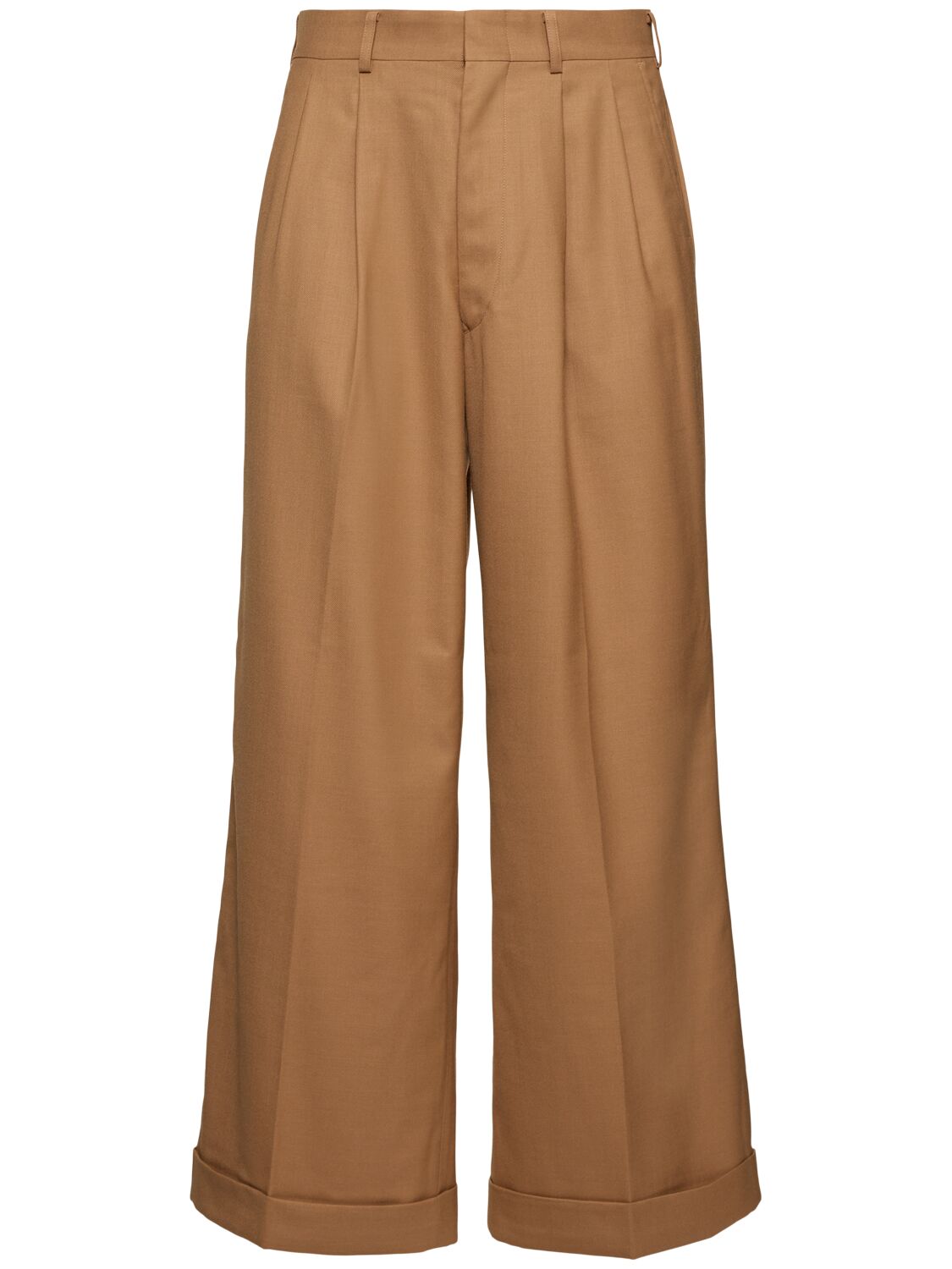 Junya Watanabe Pleated Wool Blend Pants In Brown