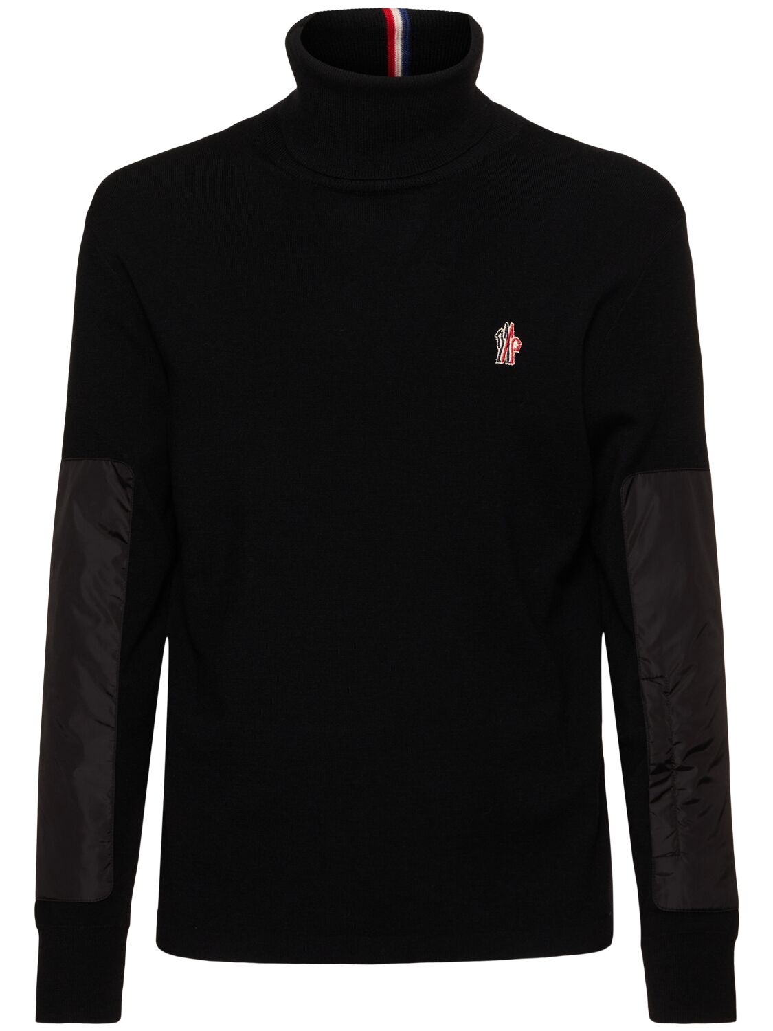 Moncler Stretch Wool Turtleneck Sweatshirt In Black