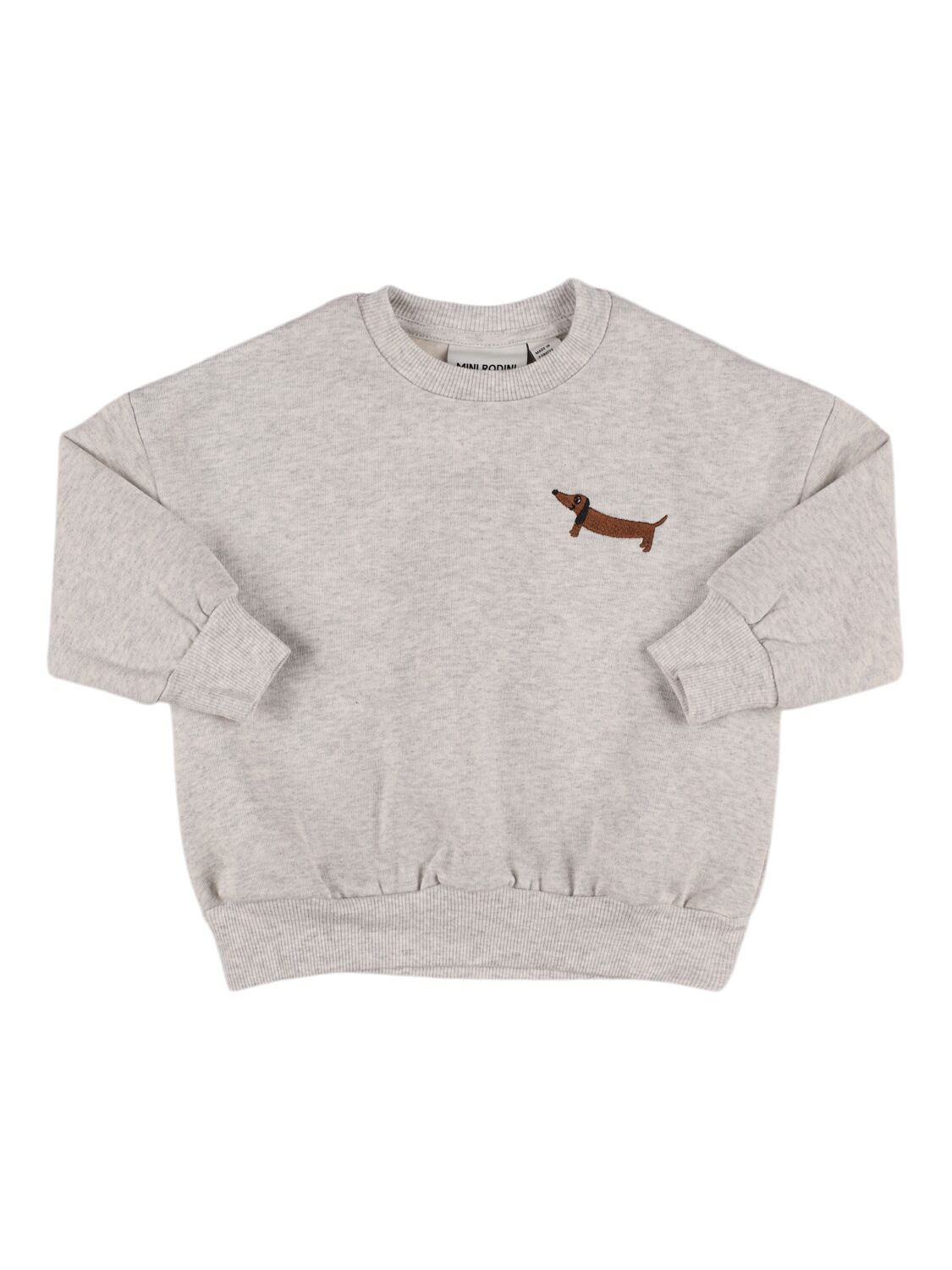 Mini Rodini Dog Embroidery Organic Cotton Sweatshirt In Grey