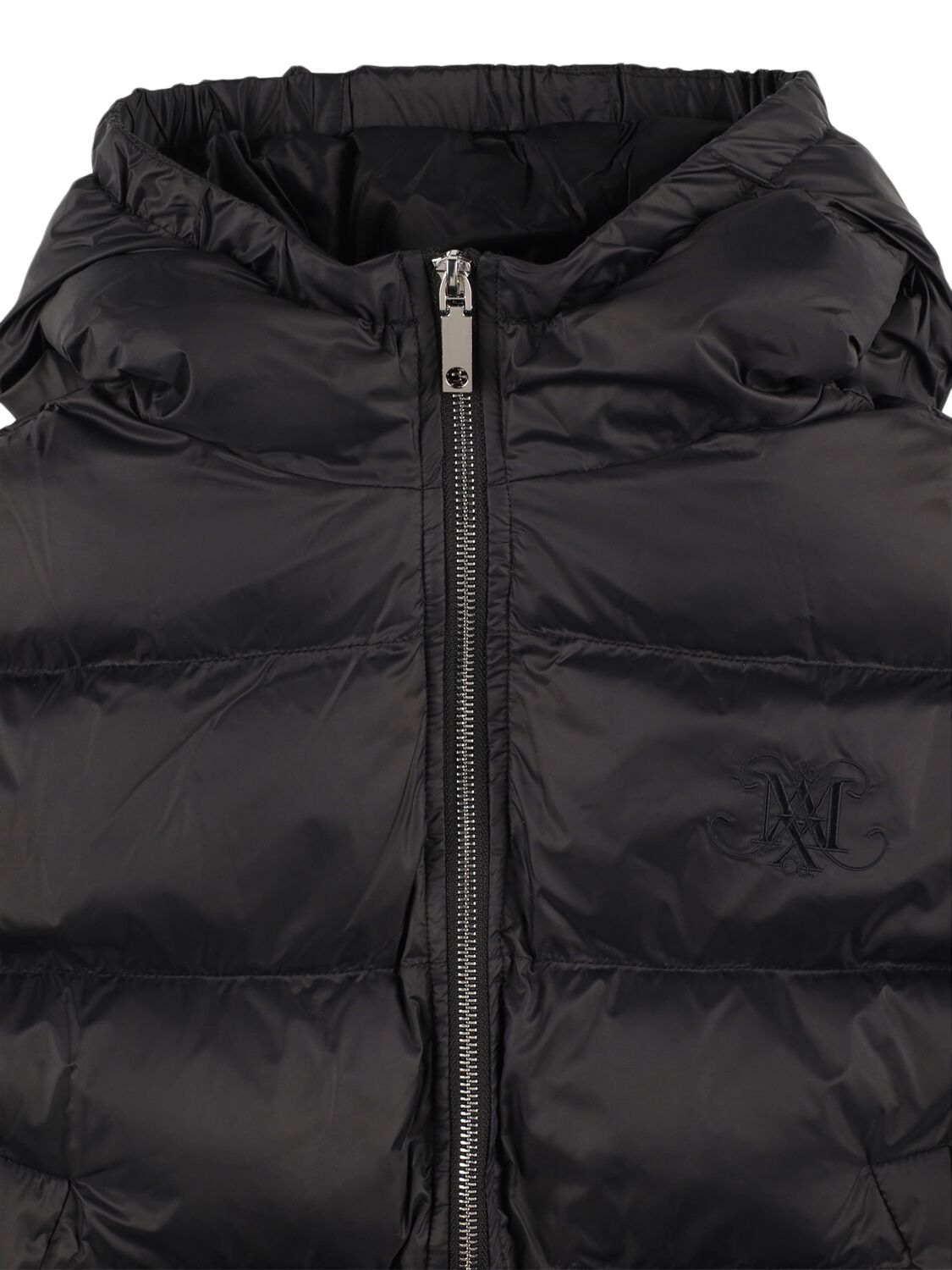 Shop Max & Co Hooded Nylon Puffer Jacket In Black