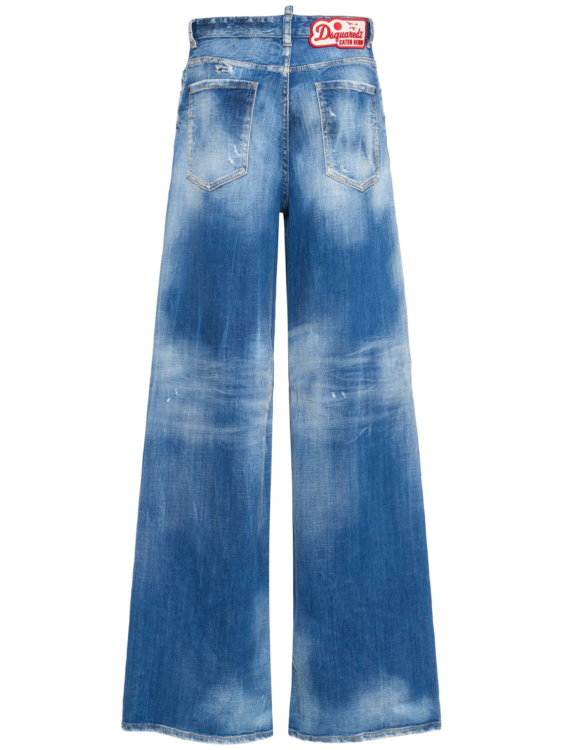 Shop Dsquared2 Traveller Stretch Low Rise Wide Jeans In Blue