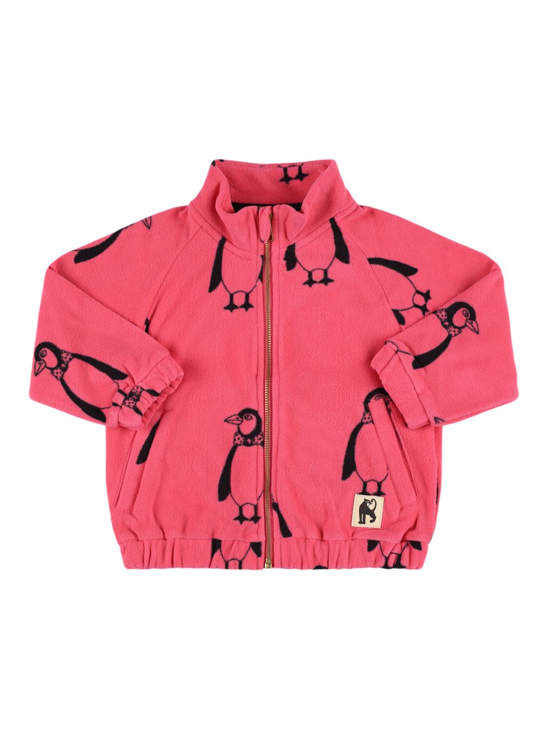 Mini Rodini Printed Recycled Poly Zip-up Sweatshirt In Pink