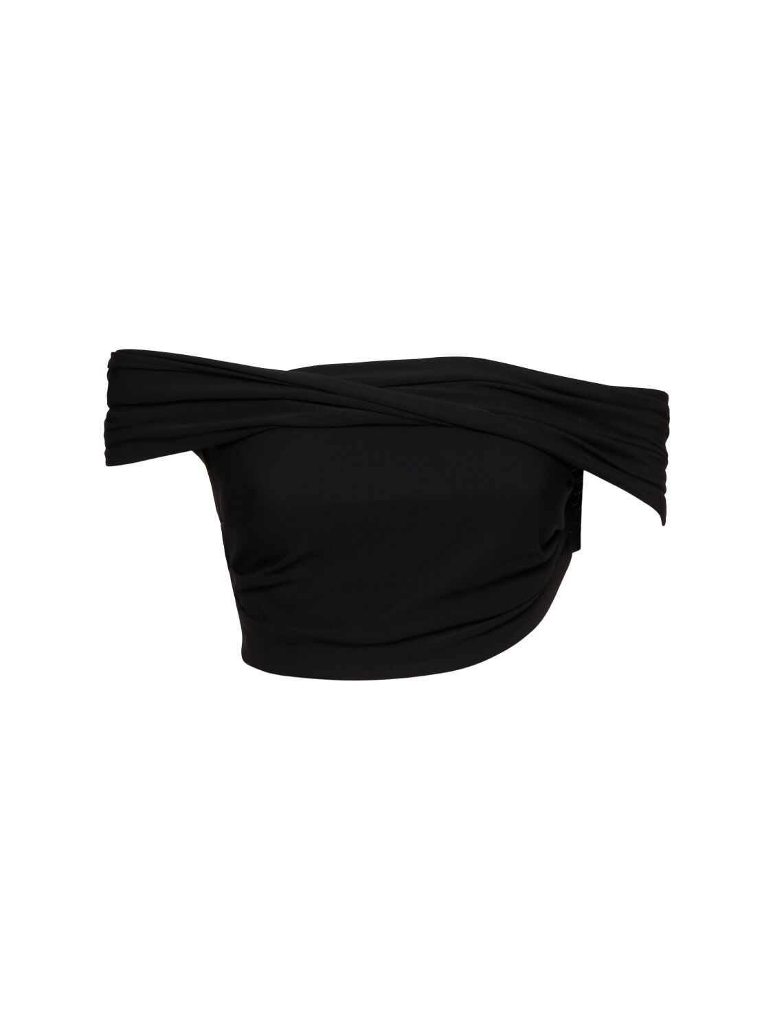 Shop Casablanca Draped Crepe Jersey Crop Top In Black