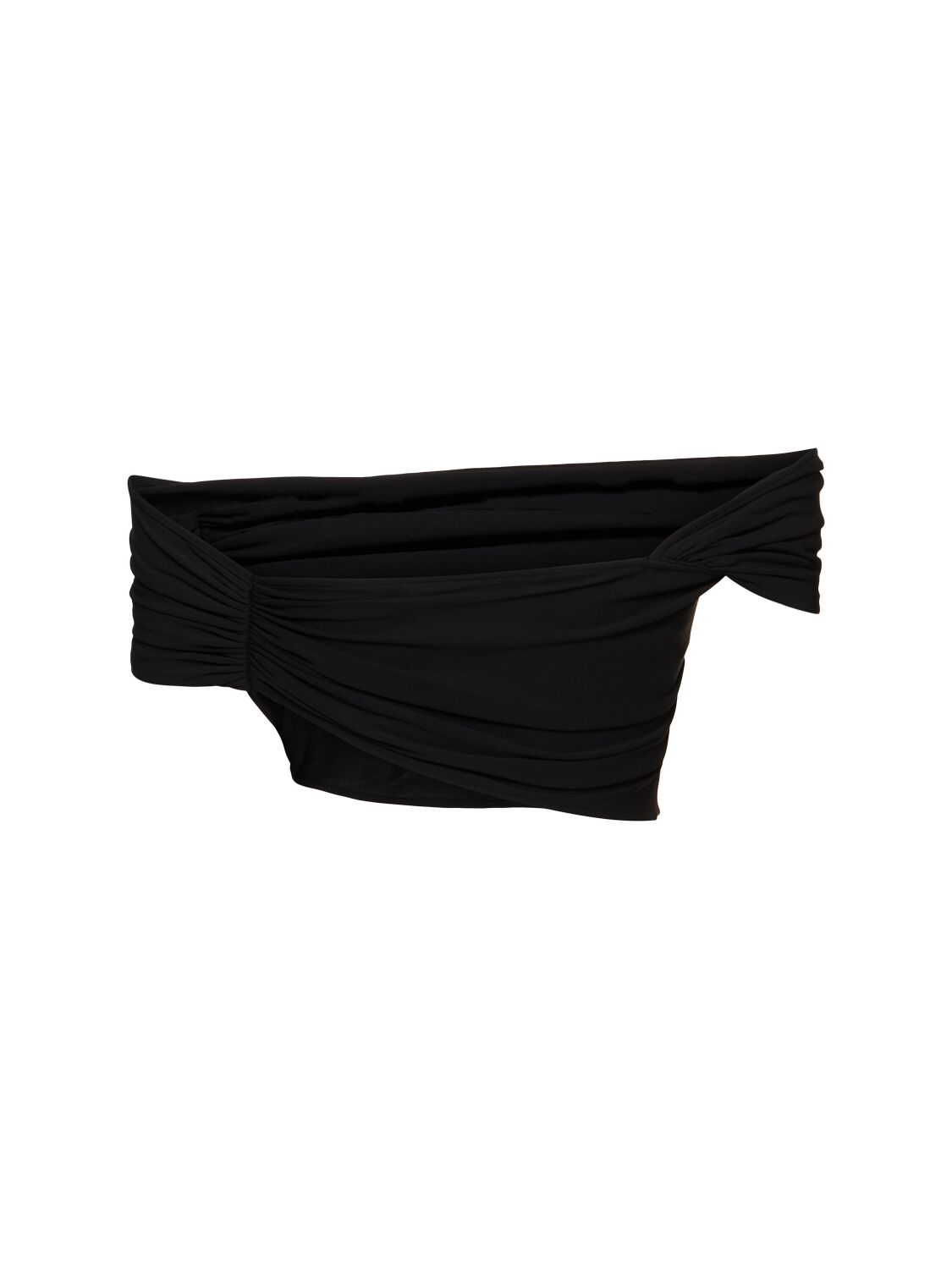 Shop Casablanca Draped Crepe Jersey Crop Top In Black