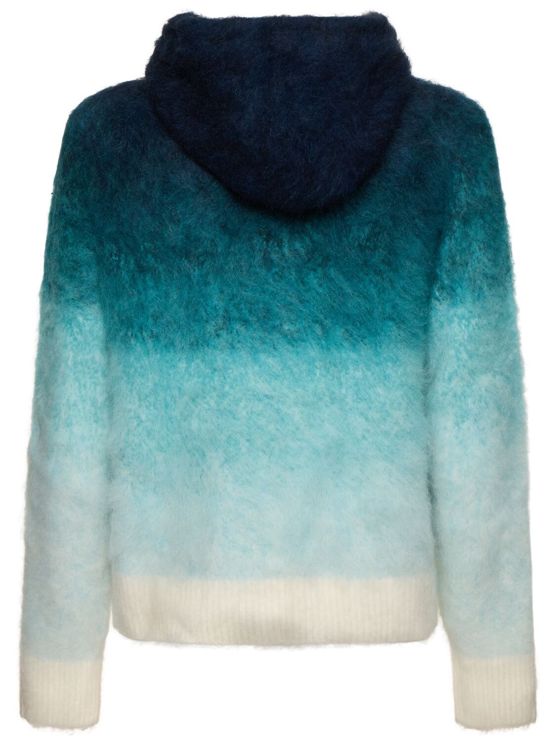 Shop Casablanca Gradient Mohair Blend Knit Hoodie In Blue/beige