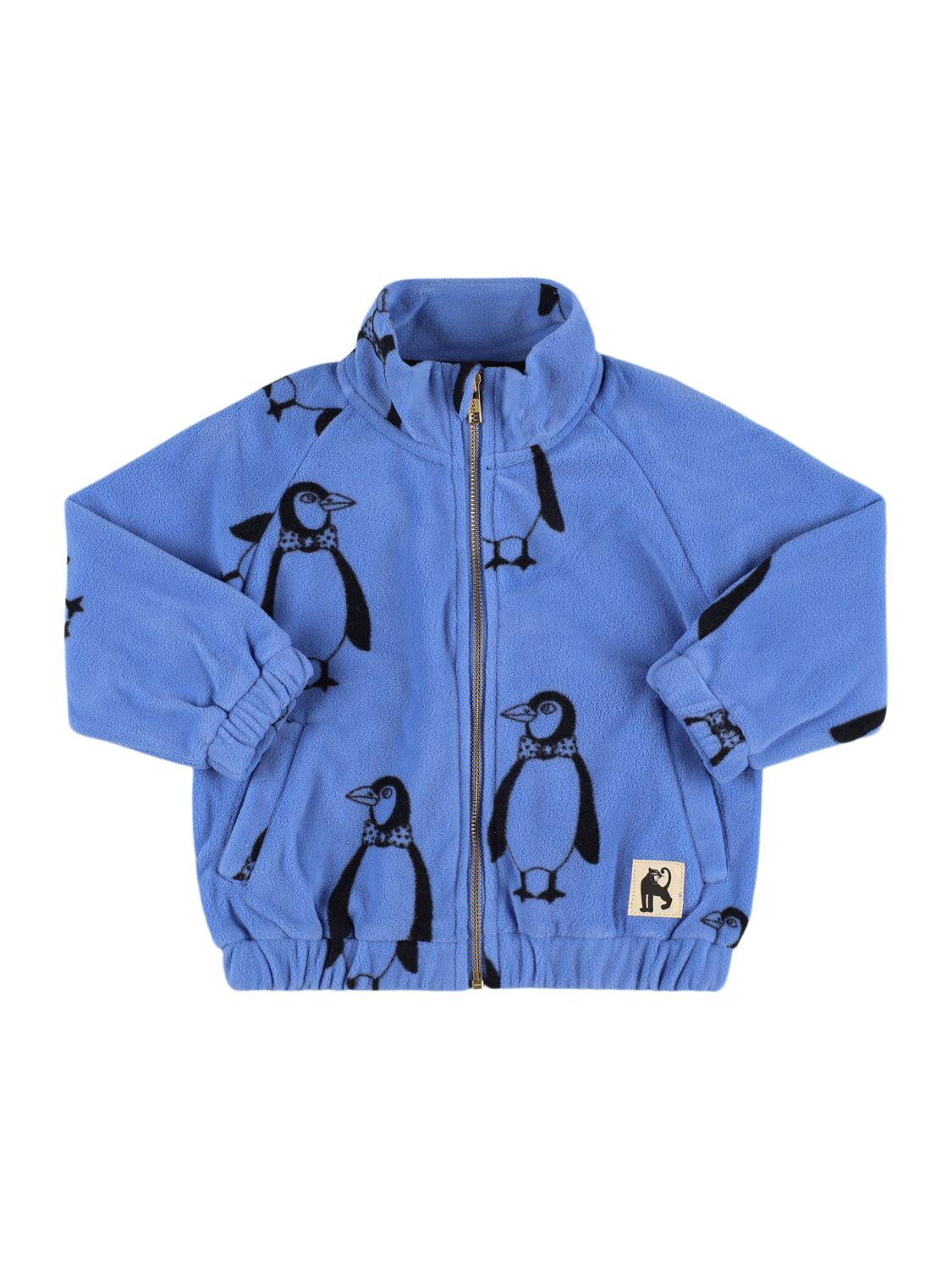 Mini Rodini Printed Recycled Poly Zip-up Sweatshirt In Blue