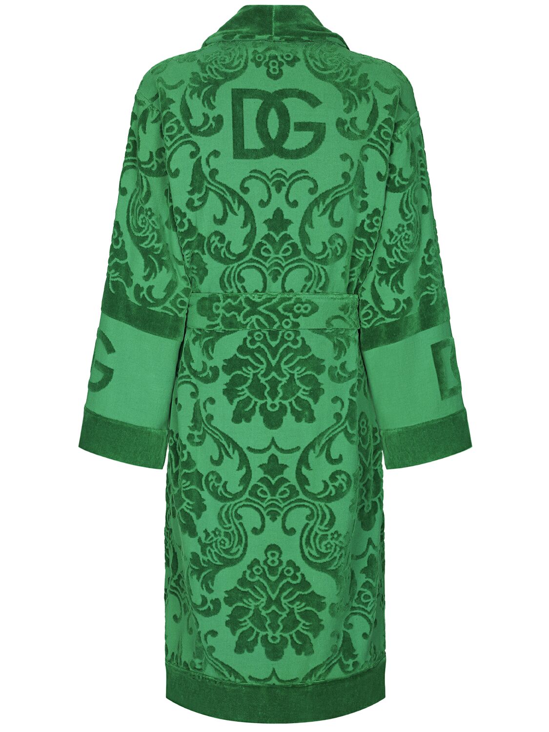 Shop Dolce & Gabbana Jacquard Bathrobe In Green