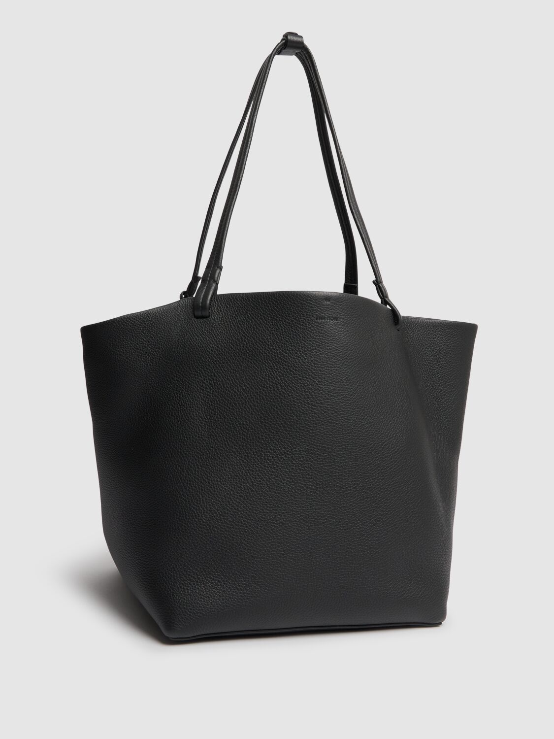 The Row Park Tote Three Leather Tote Bag In Black
