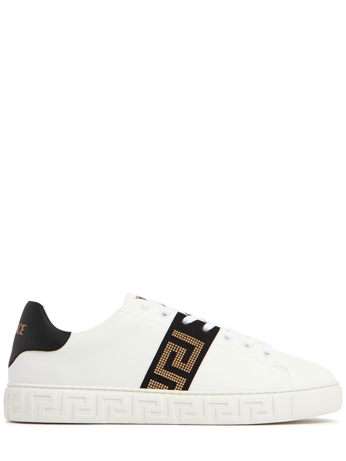 Shop Versace Studded Low Top Sneakers In 1b00v-black-ver