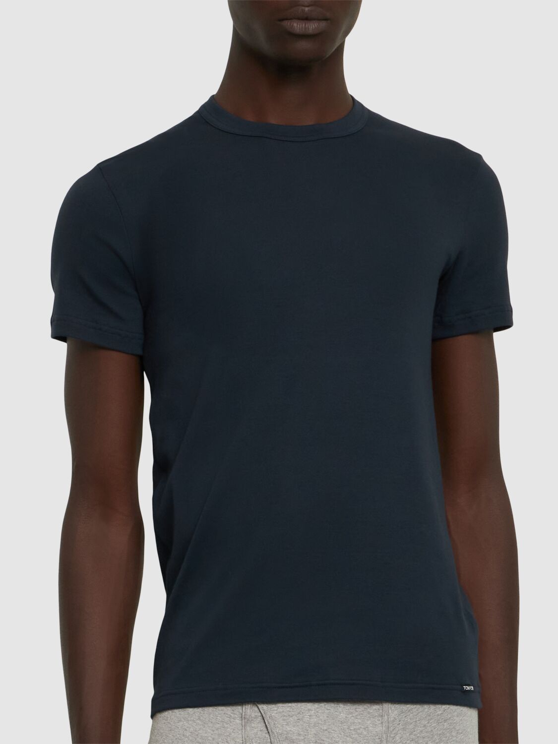 Tom Ford Cotton Jersey Crewneck T-shirt In Navy