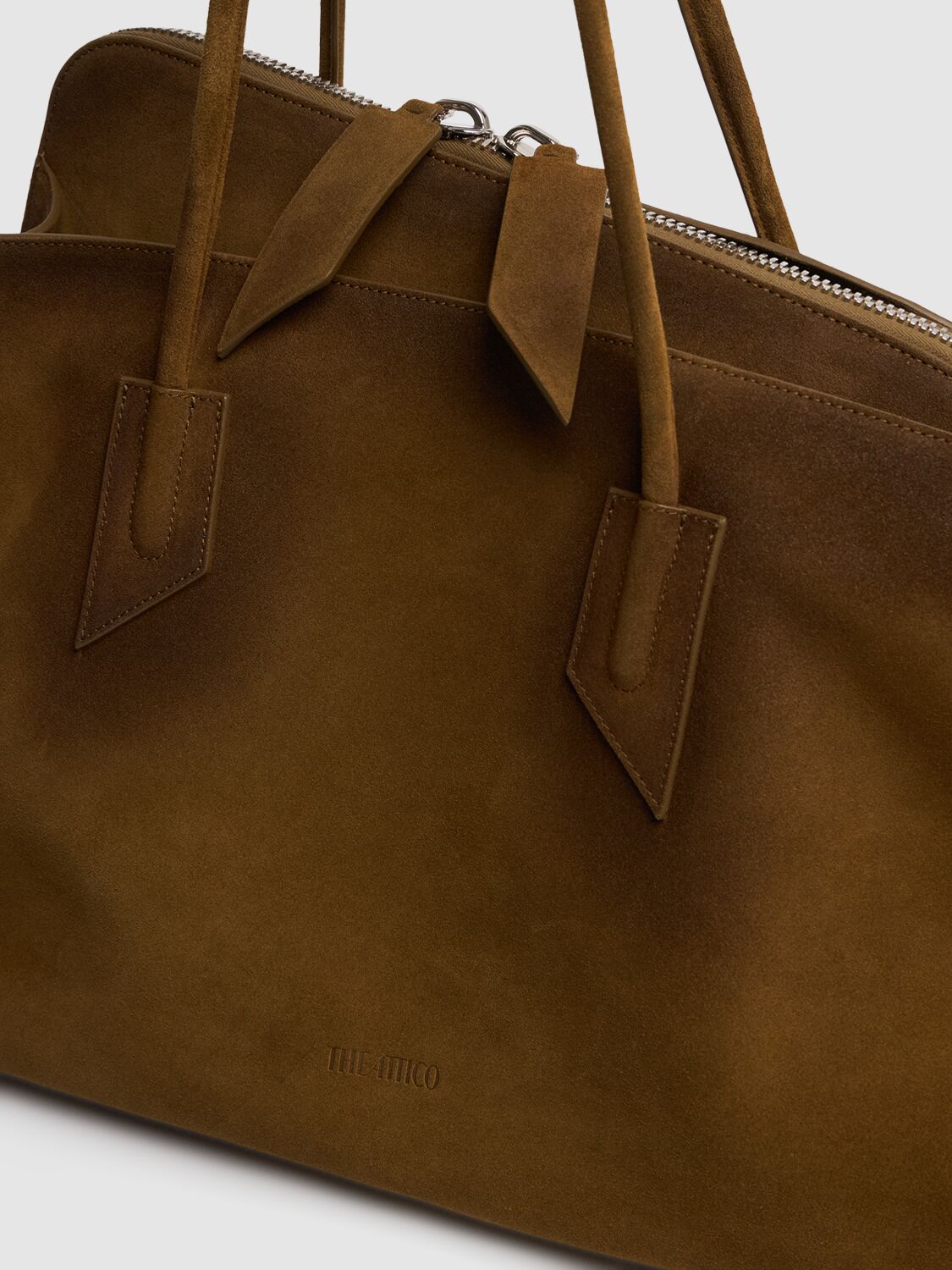 Attico Large La Passeggiata Suede Tote Bag In Green Bruch