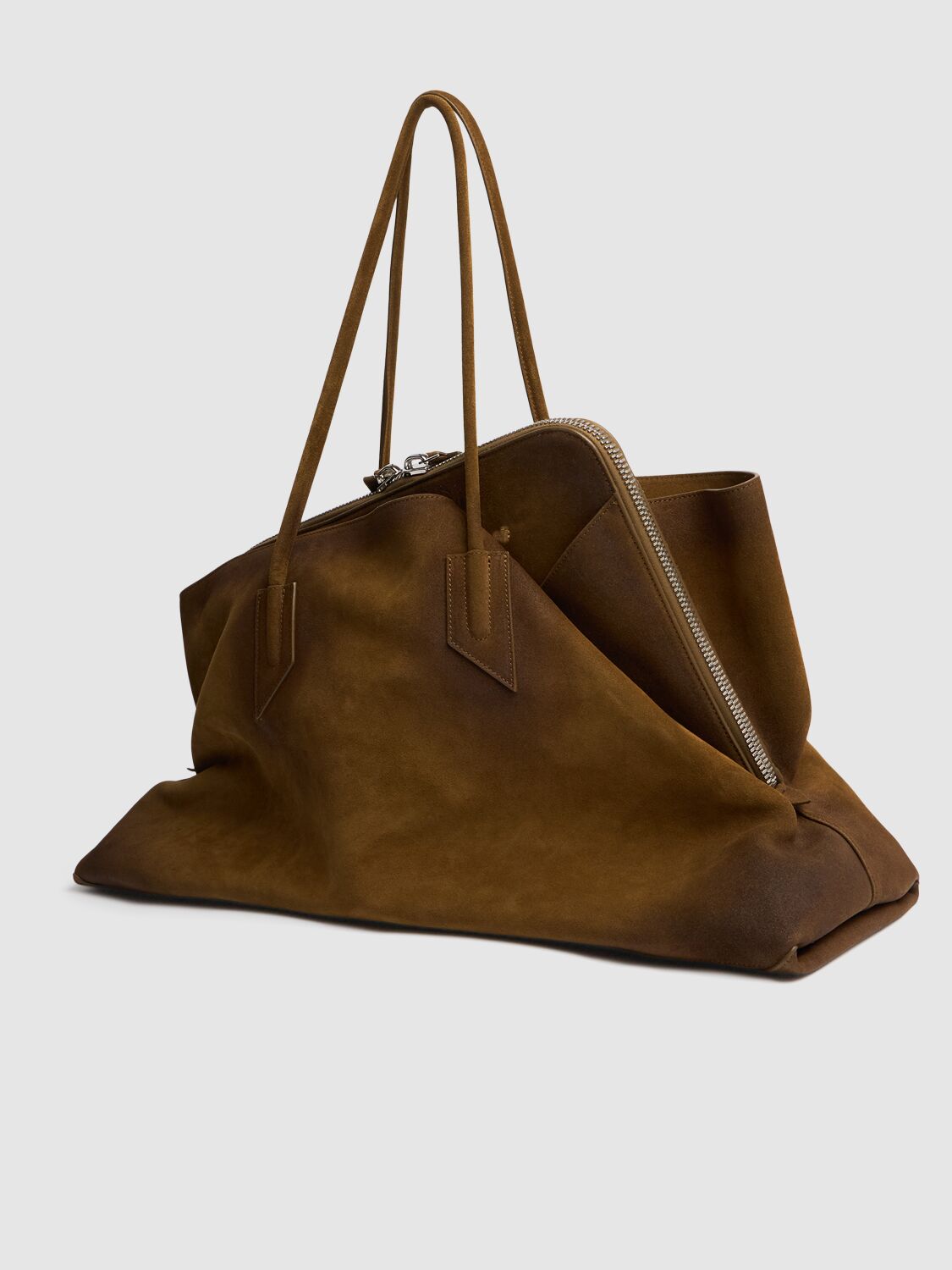Attico Large La Passeggiata Suede Tote Bag In Green Bruch