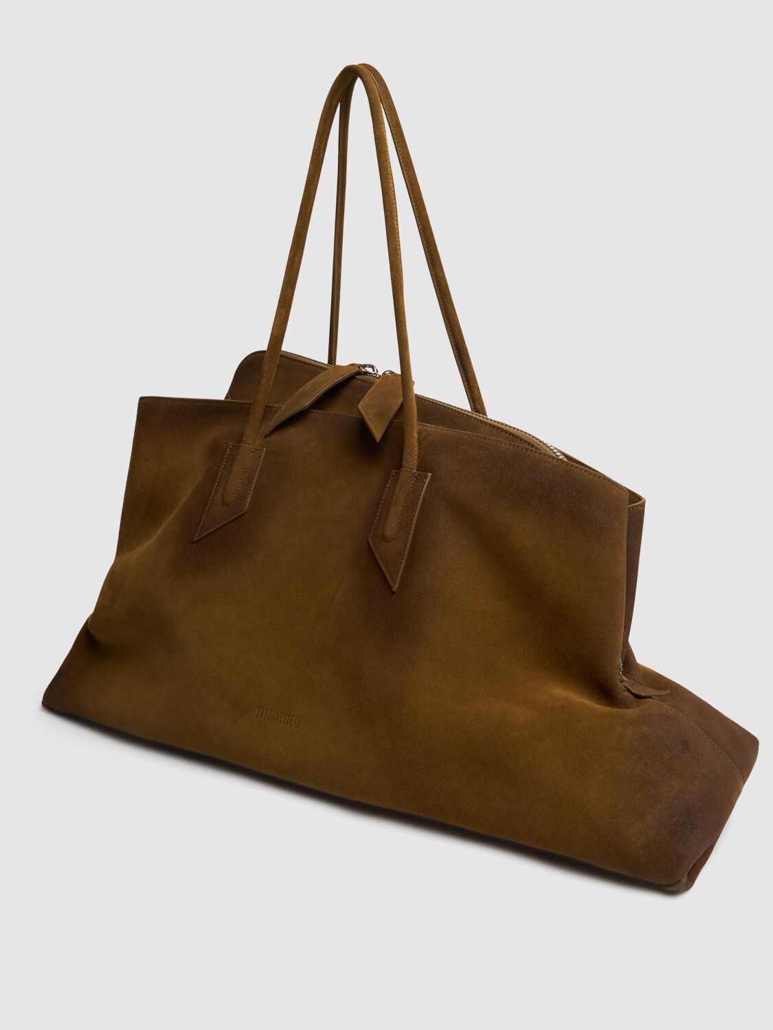 Attico Large La Passeggiata Suede Tote Bag In Green Bruch