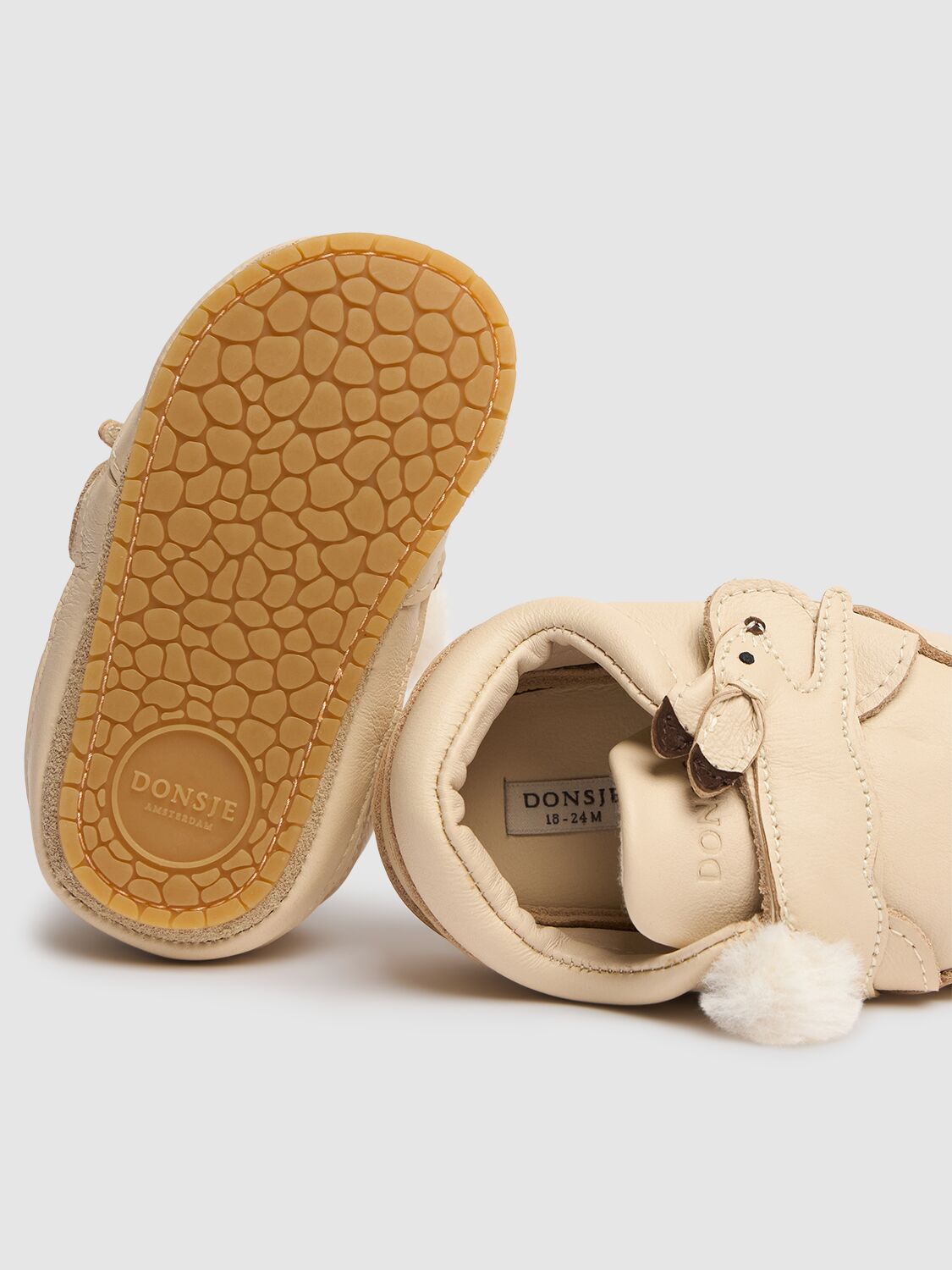 Shop Donsje Arctic Hare Leather Sneakers In Beige