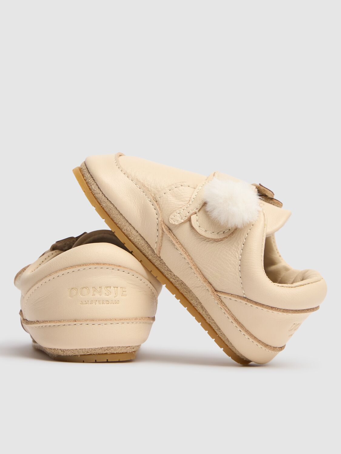 Shop Donsje Arctic Hare Leather Sneakers In Beige