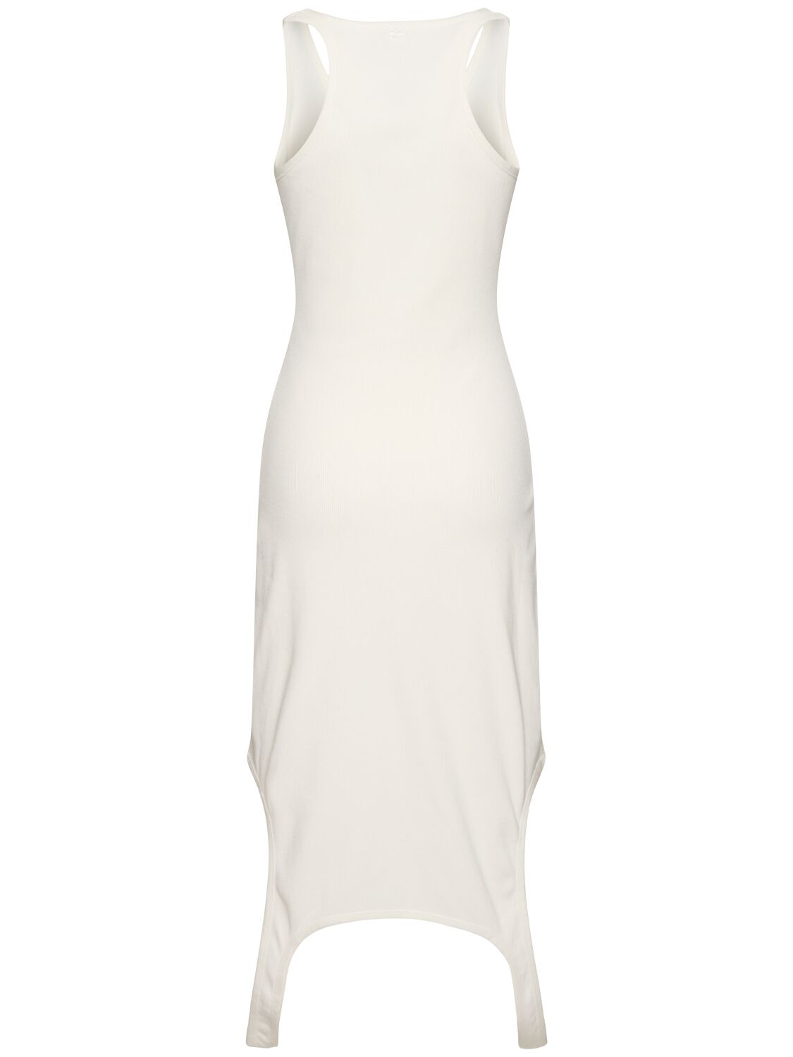 Shop Courrèges Reversed Rib Knit Long Dress In White