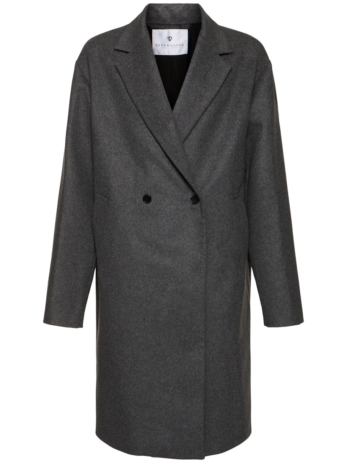 Seven Gauge Double Breast Cashmere Blend Long Coat In Gray