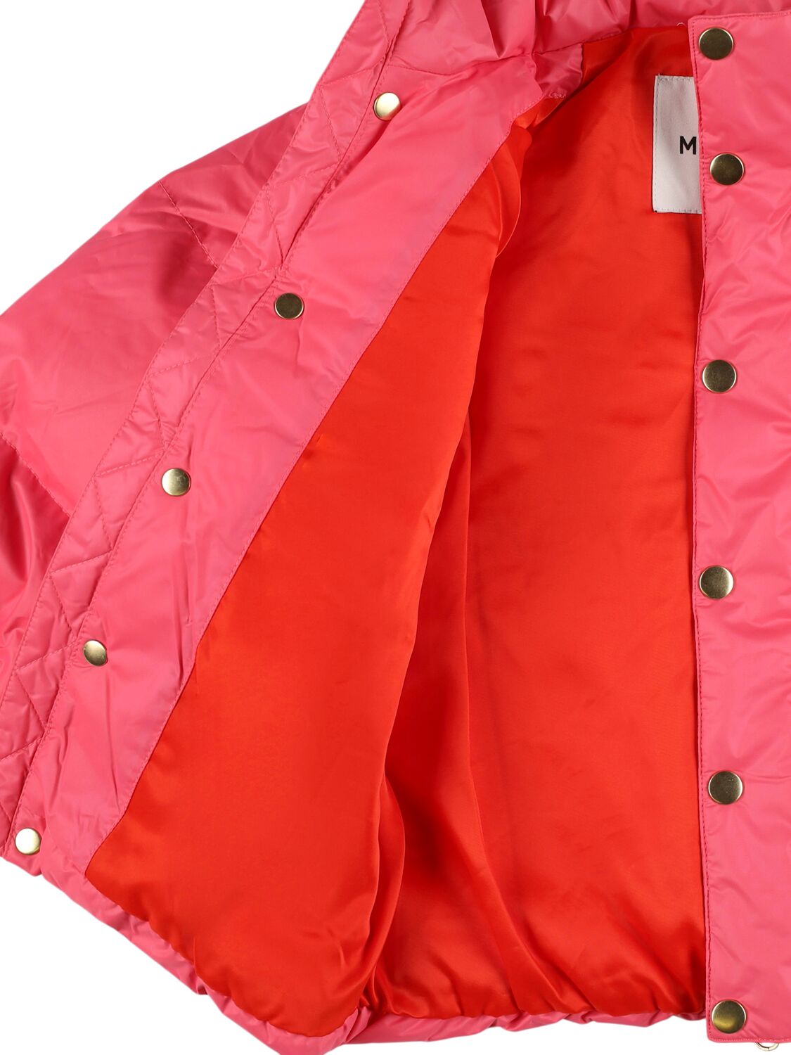 Shop Mini Rodini Reversible Recycled Poly Puffer Jacket In Pink