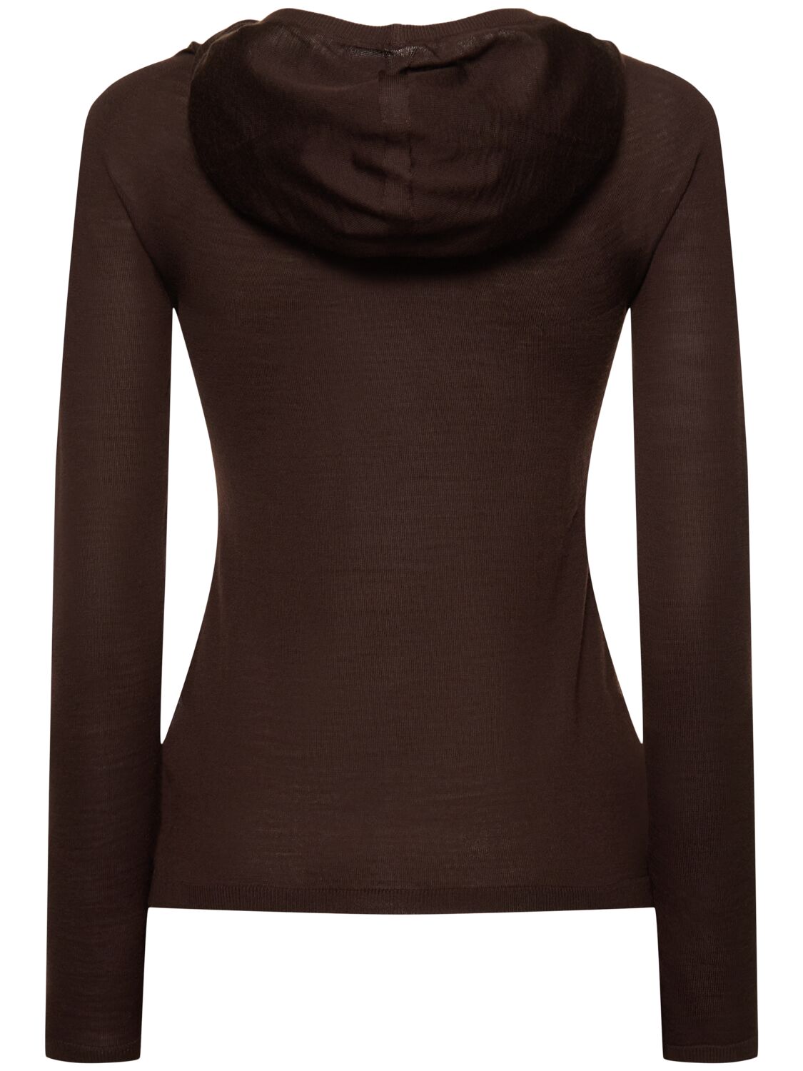 Courrèges 2nd Skin Hooded Wool Knit Sweater In Brown