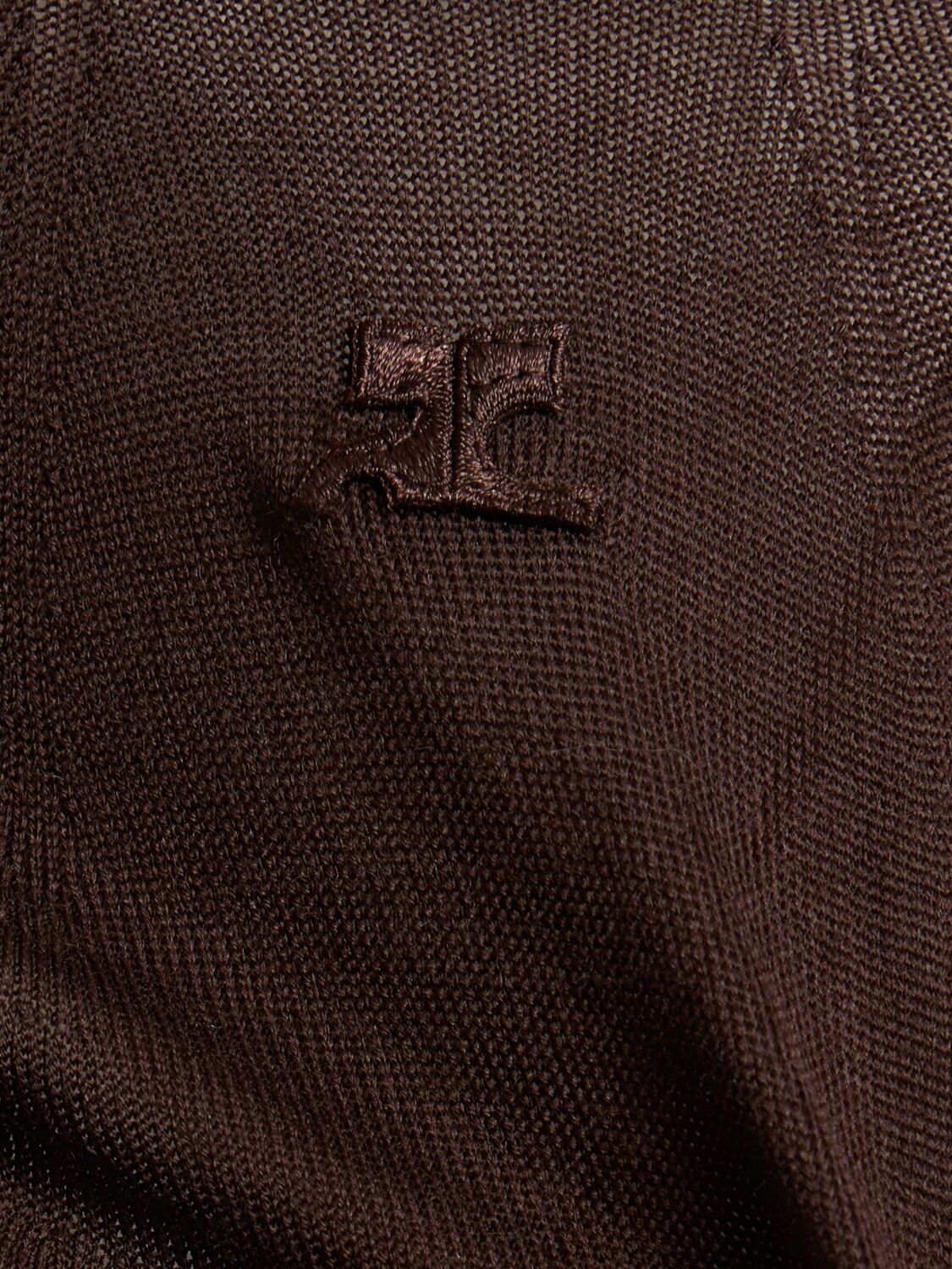 Courrèges 2nd Skin Hooded Wool Knit Sweater In Brown