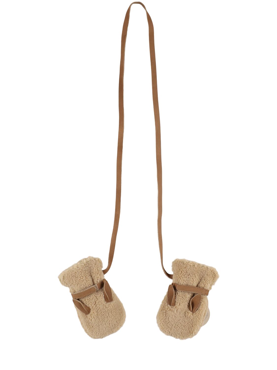 Donsje Rabbit Faux Fur Mittens In Beige