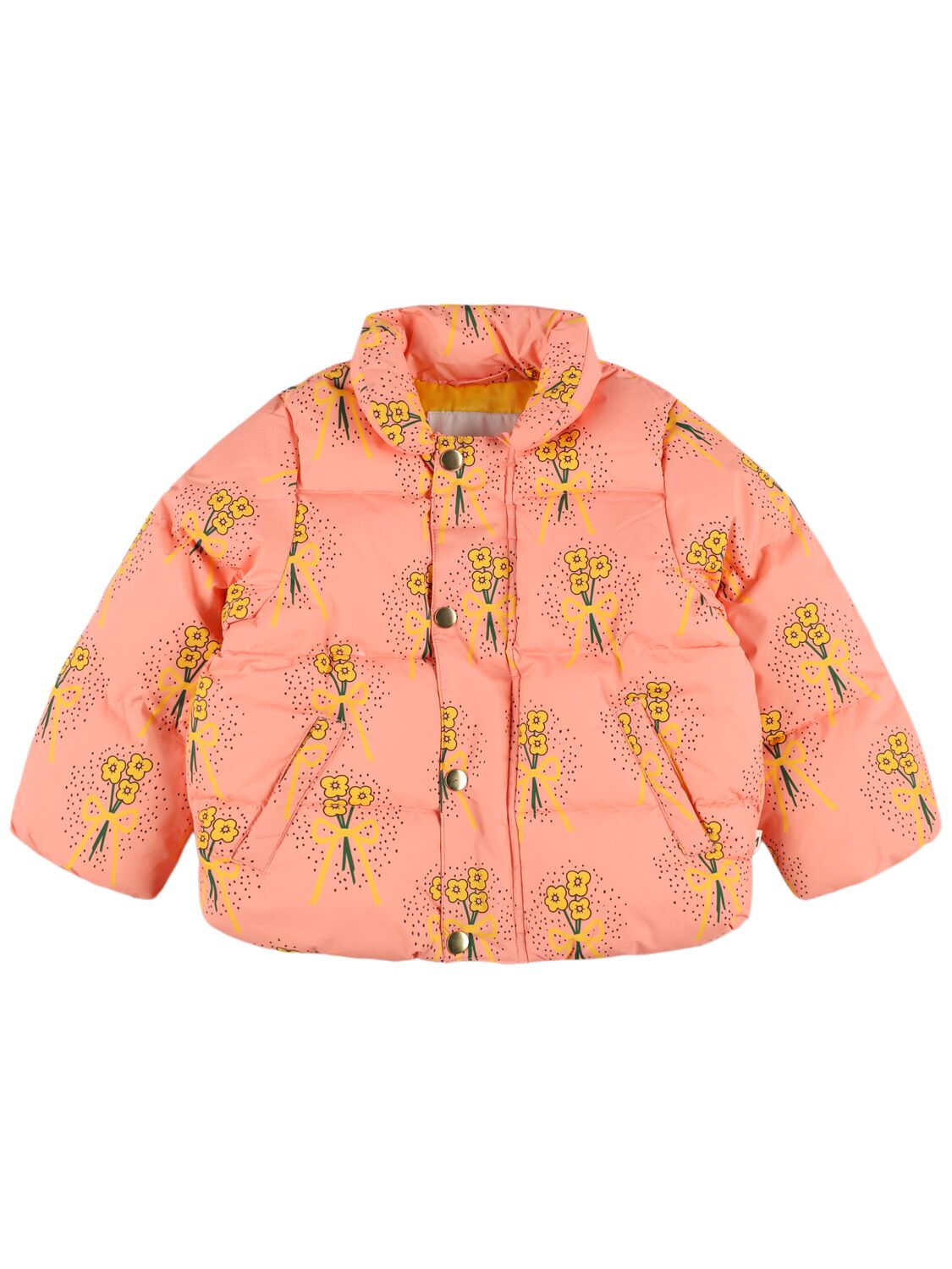 Mini Rodini Printed Recycled Poly Puffer Down Jacket In Pink