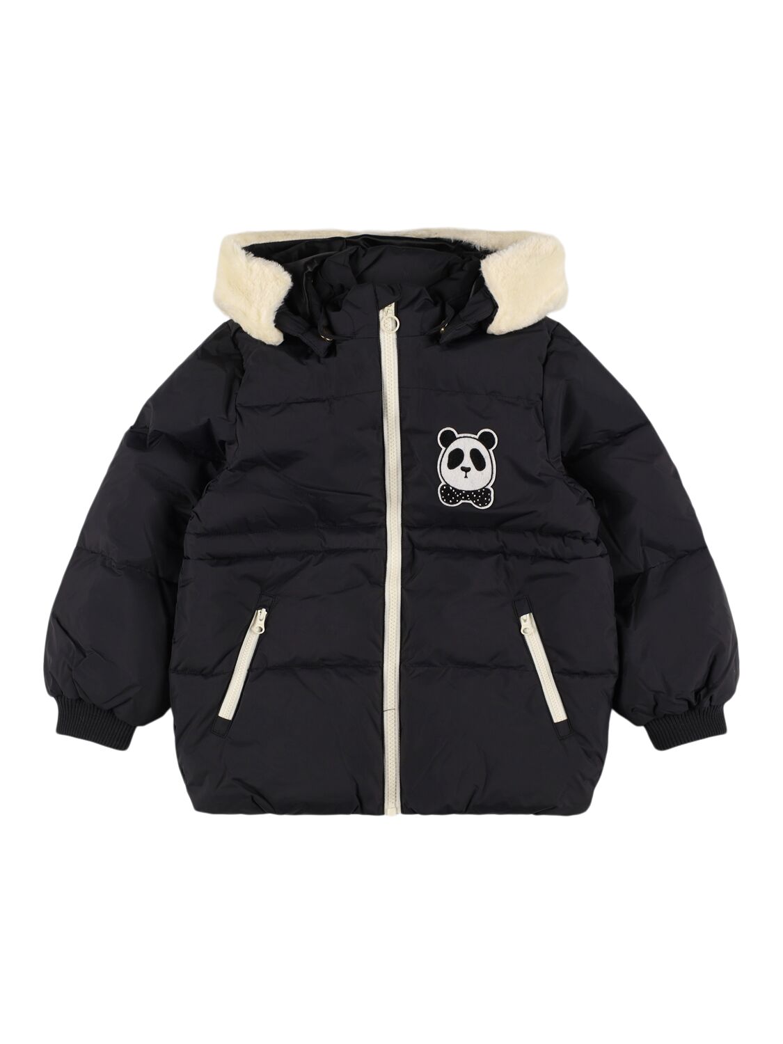 Mini Rodini Recycled Poly Puffer Down Jacket In Black