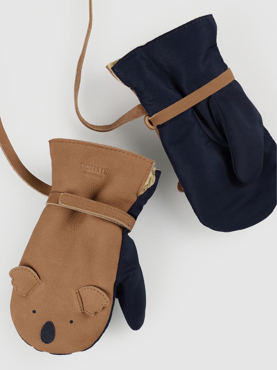 Shop Donsje Koala Nubuck Leather Mittens In Beige