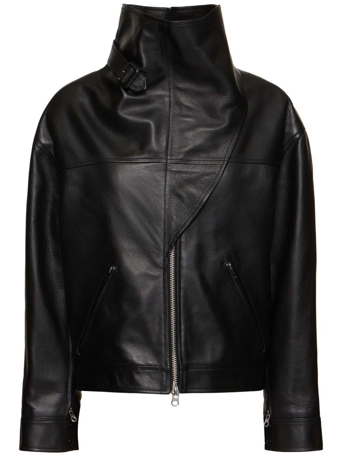 Courrèges Leather Motorcycle Jacket In Black