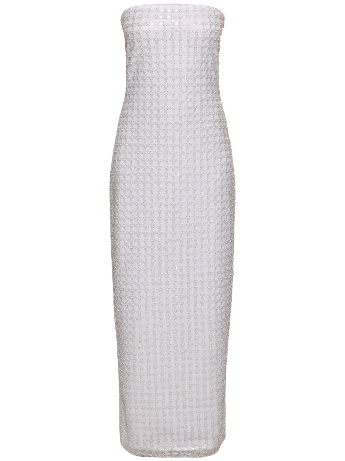 Shop Rotate Birger Christensen Beaded Strapless Midi Dress In White