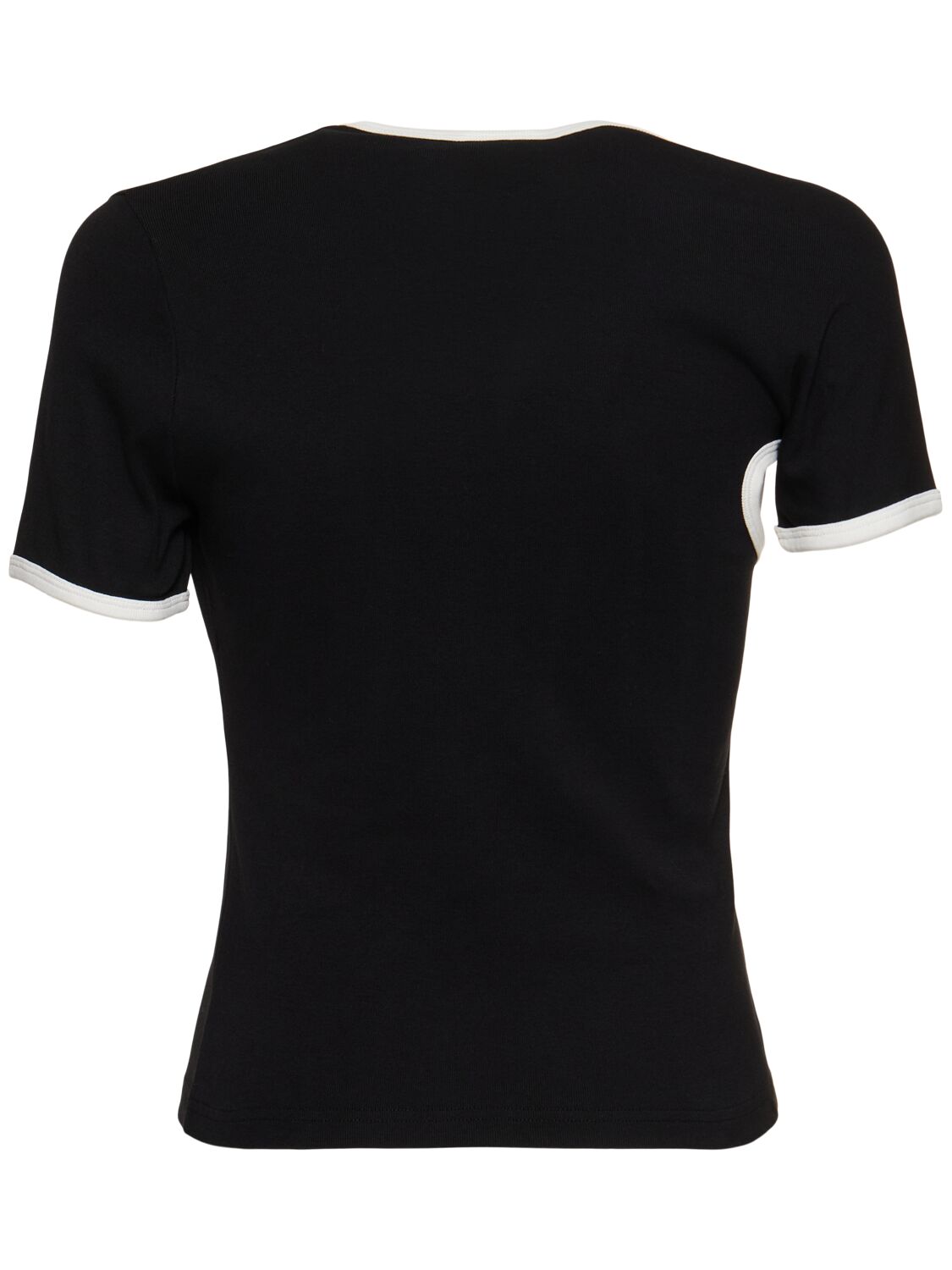 Shop Courrèges Slash Contrast Cut Out Jersey T-shirt In Black/white