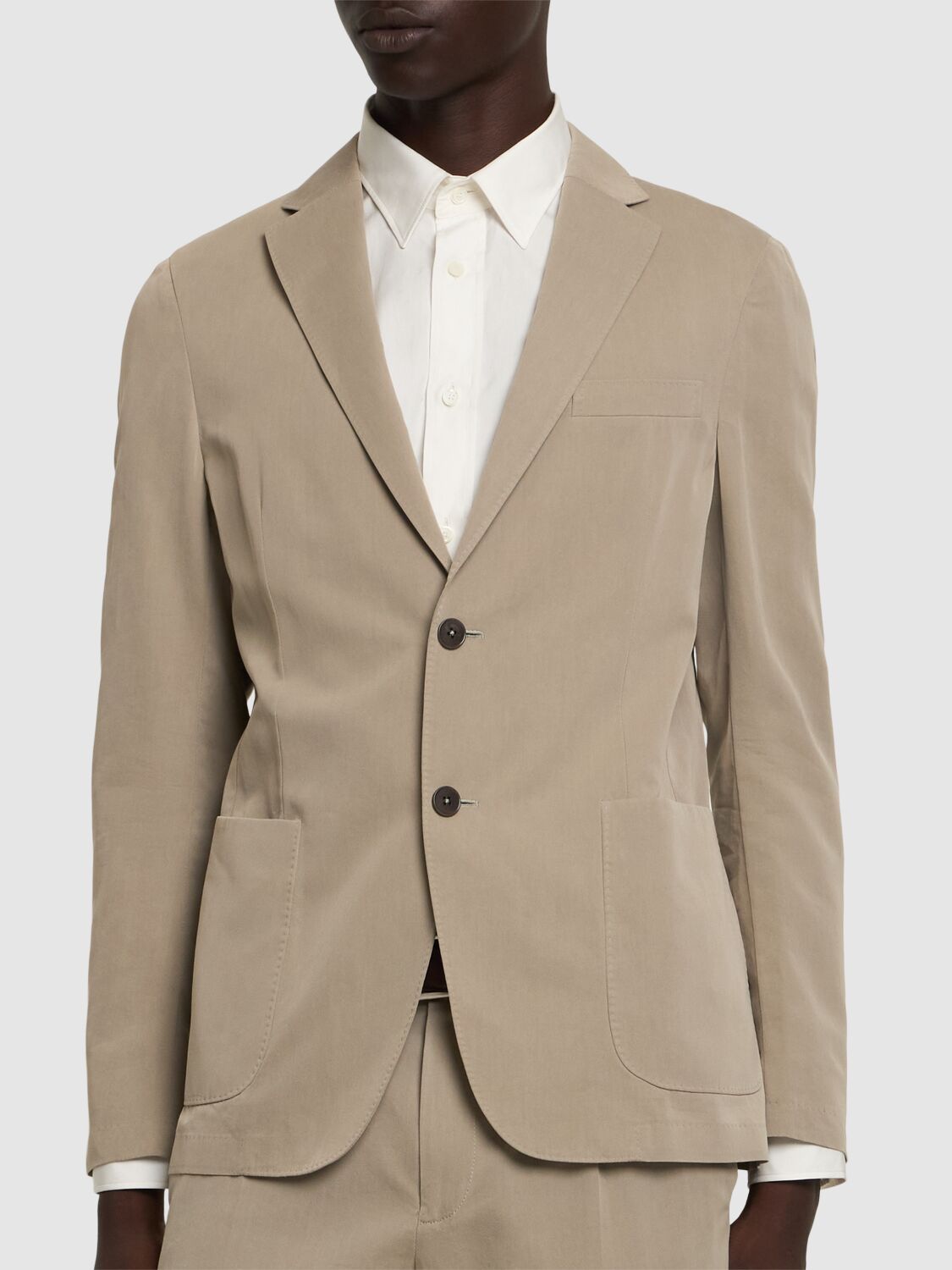 Shop Zegna Washed Cotton & Silk Suit In Beige
