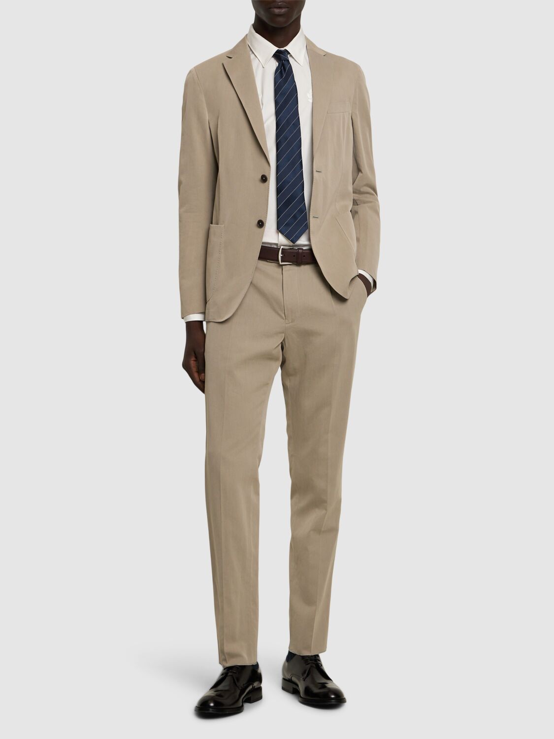 Shop Zegna Washed Cotton & Silk Suit In Beige
