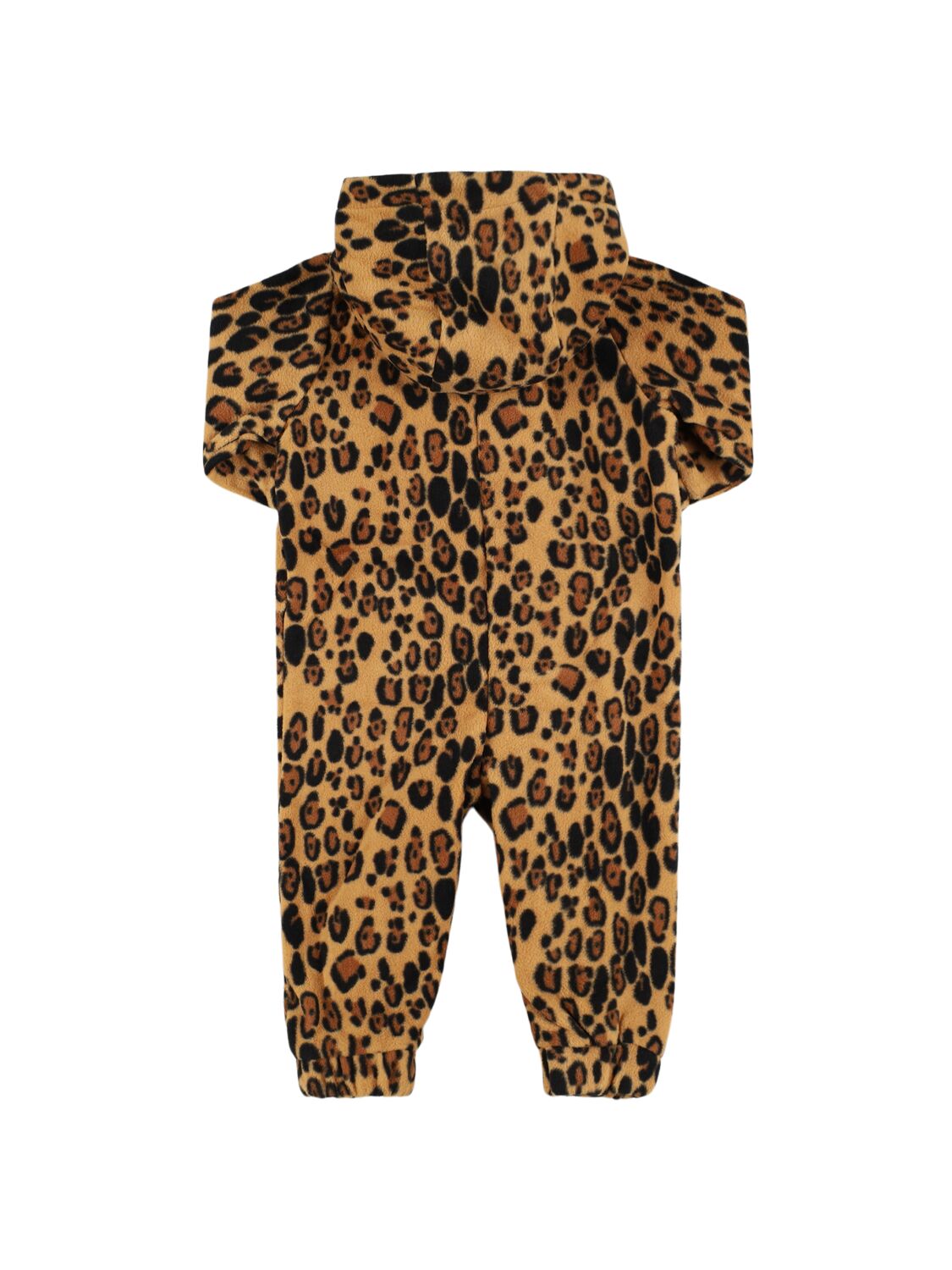 Shop Mini Rodini Recycled Poly Hooded Leopard Romper In Multicolor