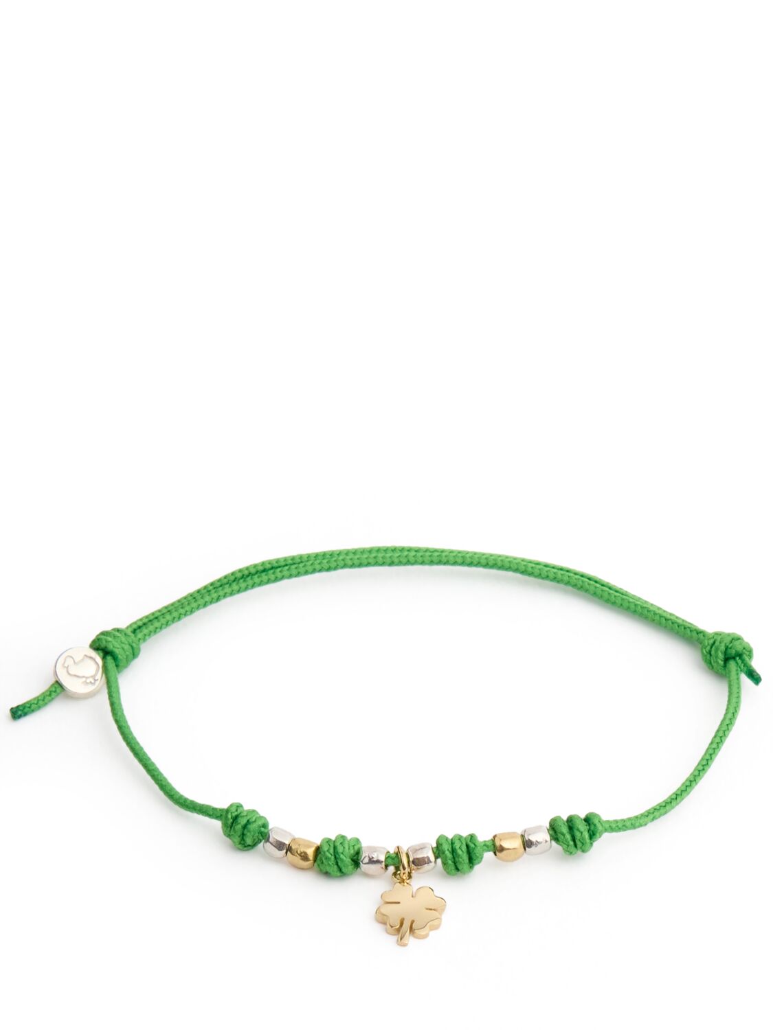 Dodo 9kt Clover Charm Sliding Bracelet In Green