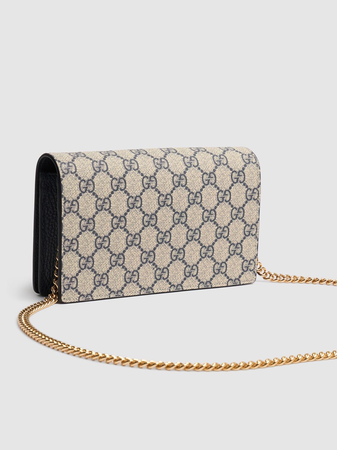 Shop Gucci Gg Marmont Canvas Mini Chain Bag In Blu/beige