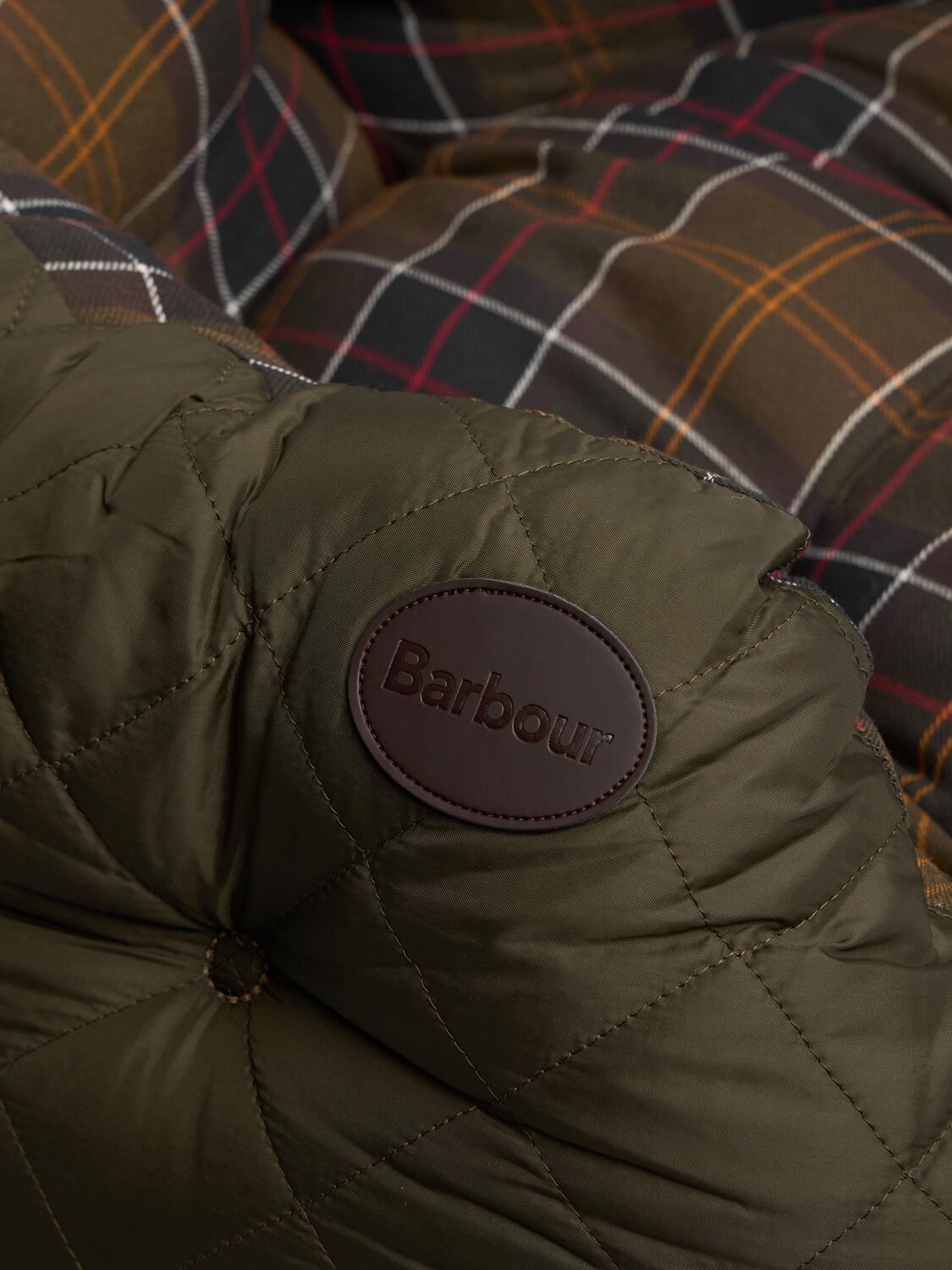 Shop Barbour Plaid Nylon Dog Bed In Olive Green