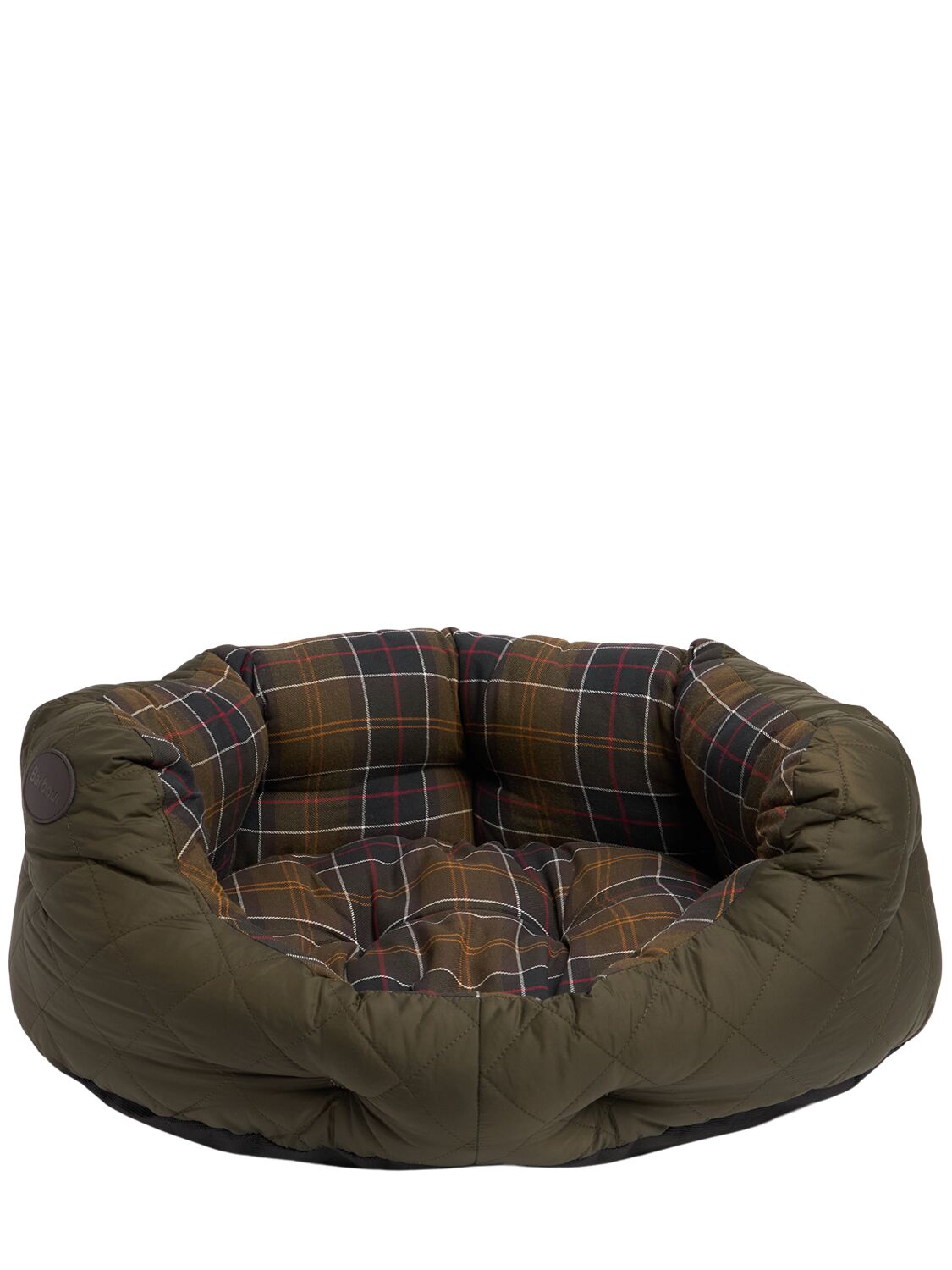 Barbour Plaid Nylon Dog Bed In Brown