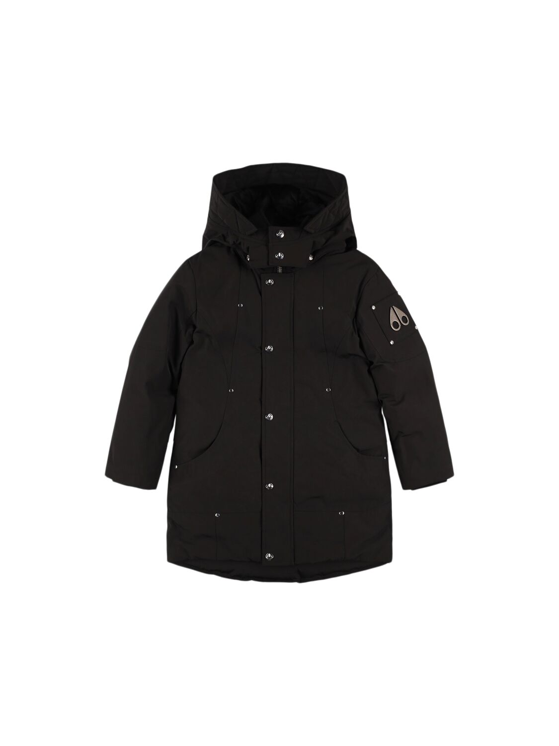 Moose Knuckles Hooded Poly Blend Down Parka In Black