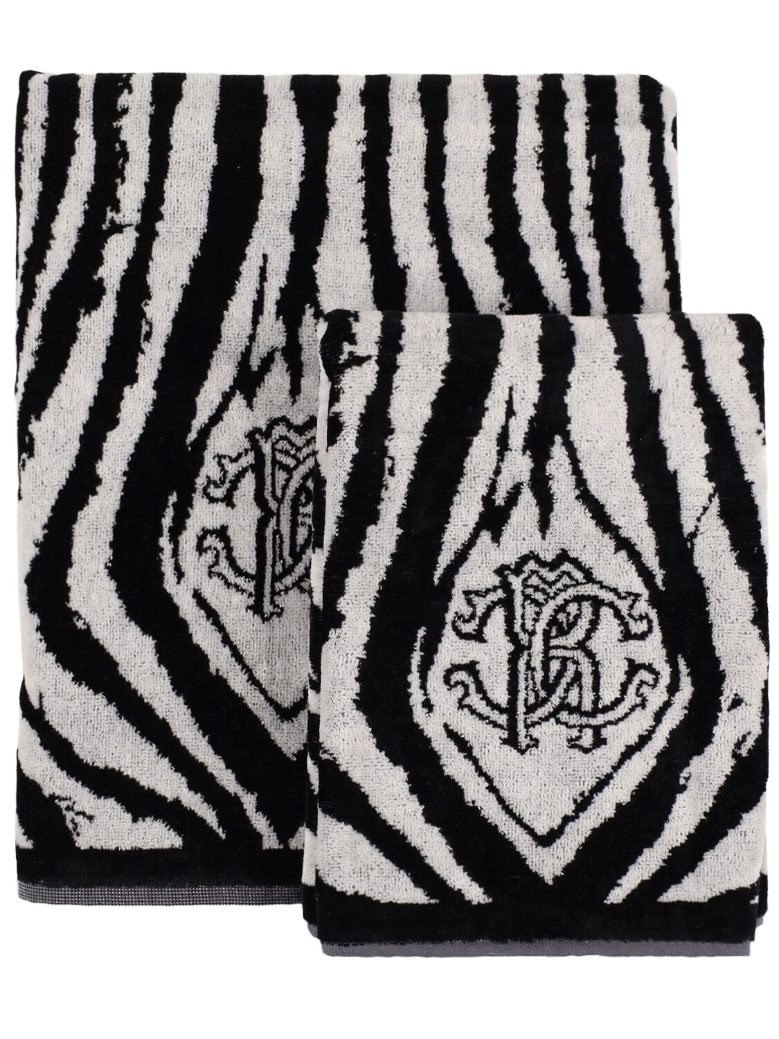 Roberto Cavalli Set Of 2 Freedom Towels In Black