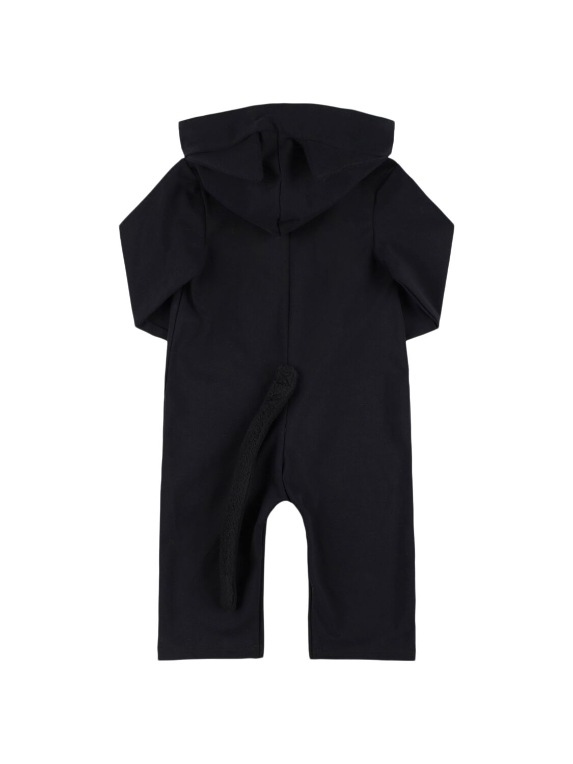 Shop Mini Rodini Organic Cotton Romper W/tail & Ears In Black