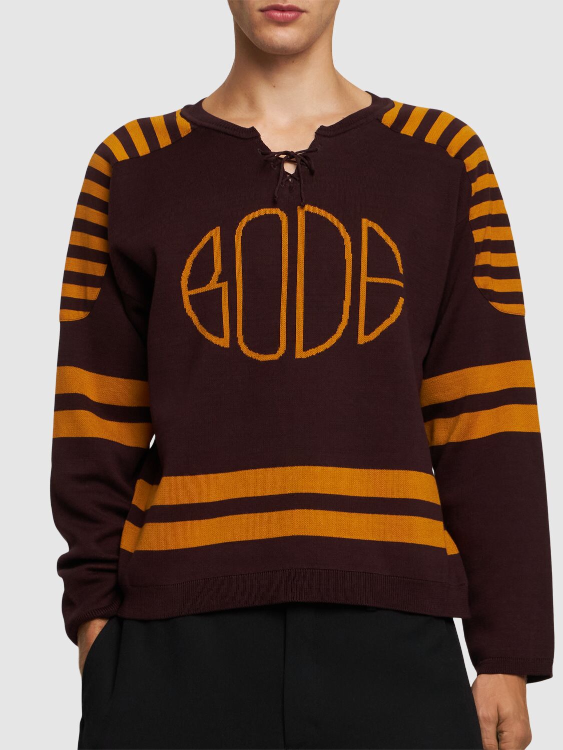 Shop Bode Rink Sweater In Brown/yellow