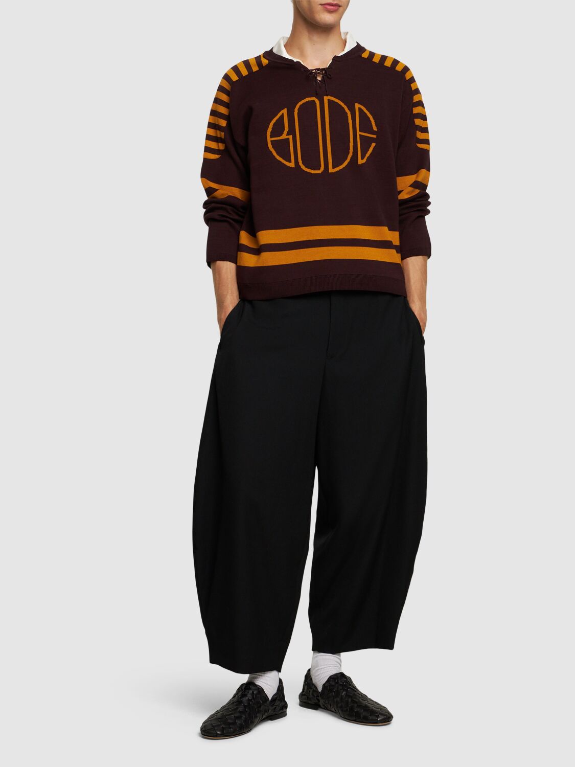 Shop Bode Rink Sweater In Brown/yellow