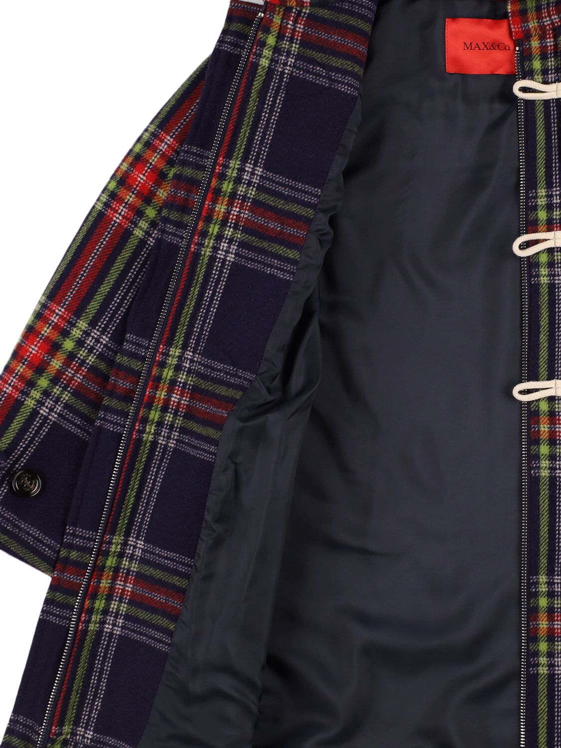 Max & Co Wool Blend Hooded Coat In Pink/multi
