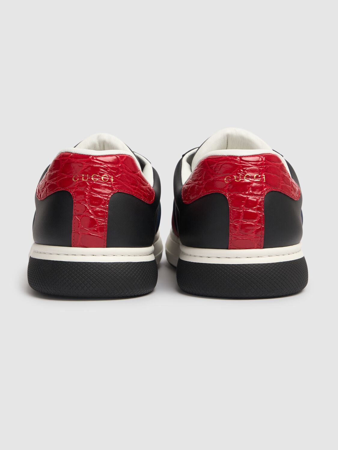 Shop Gucci Hyper Ace Leather Sneakers In Black/red/blue