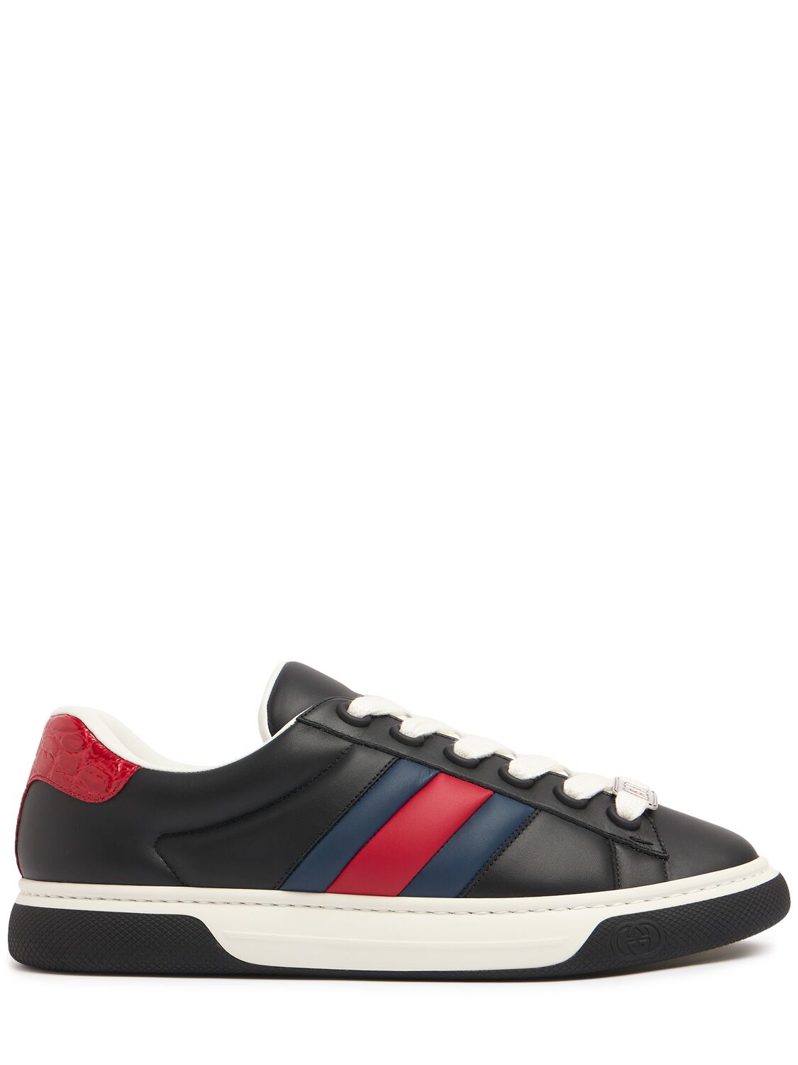 Gucci Hyper Ace Leather Sneakers In Black/red/blue