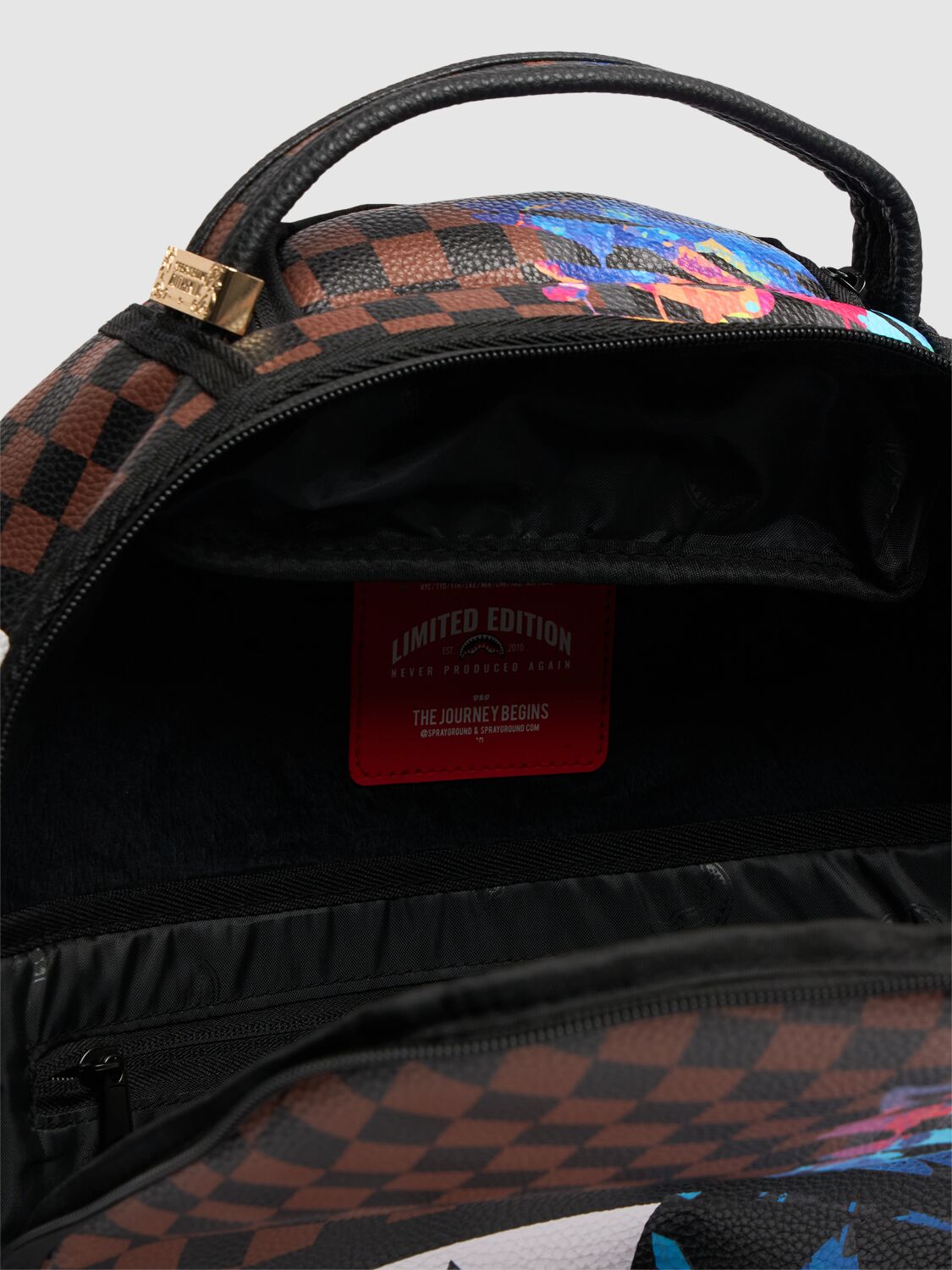 Shop Sprayground Printed Canvas Backpack In Brown/multi